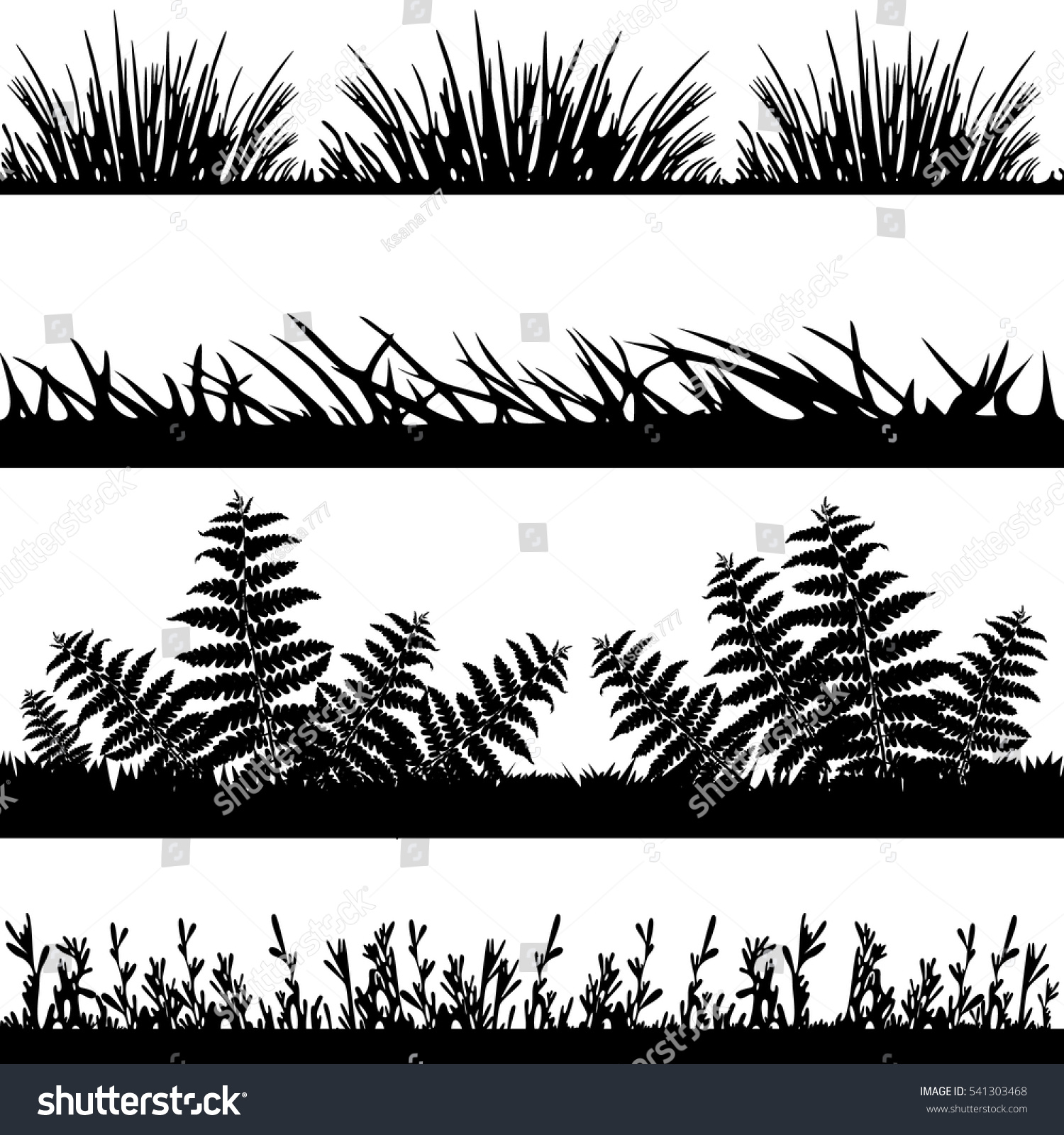 Vector Illustration Grass Silhouette Set Stock Vector (Royalty Free ...