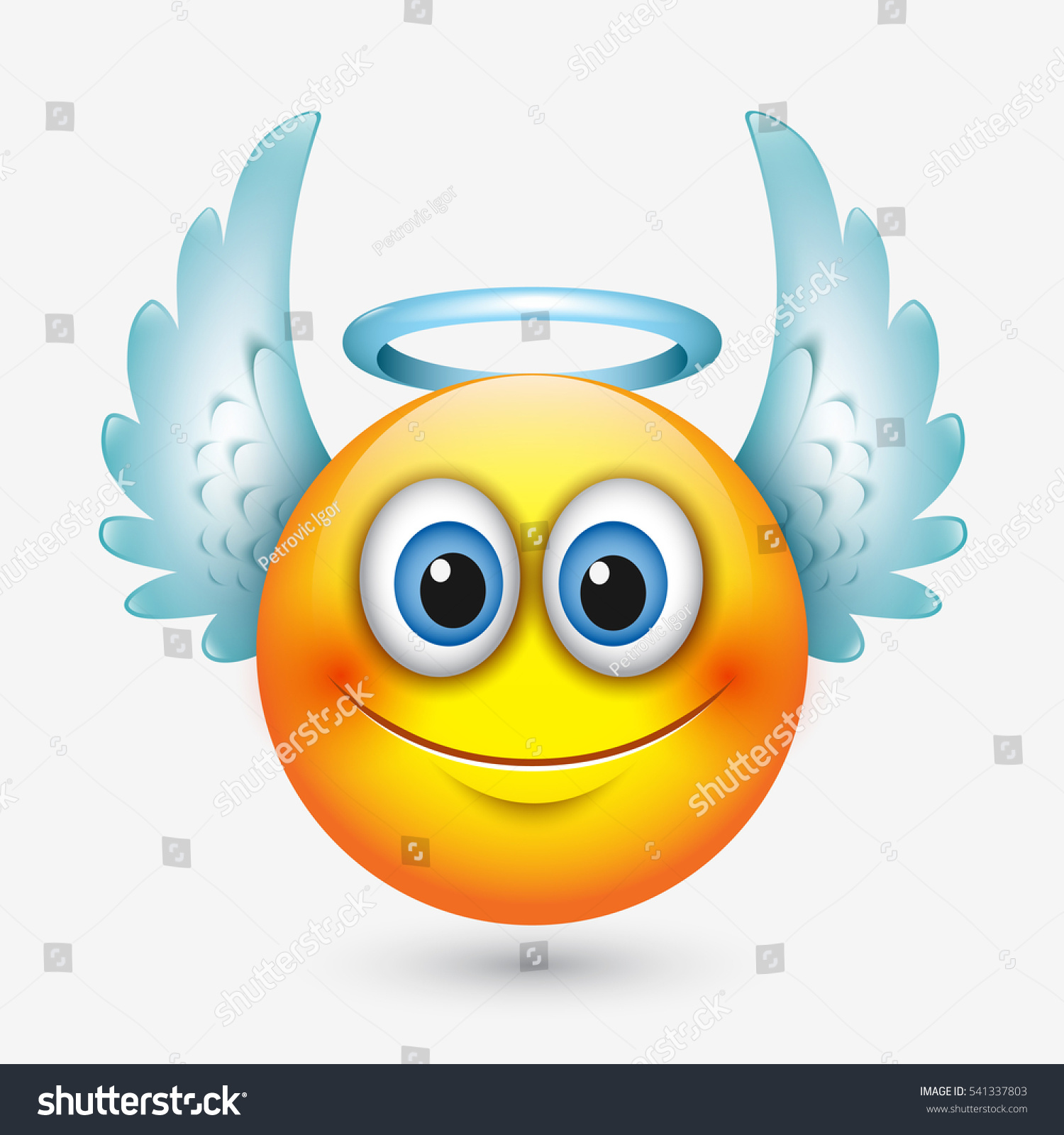 Cute Angel Emoticon Wings Emoji Smiley Stock Vector (Royalty Free ...