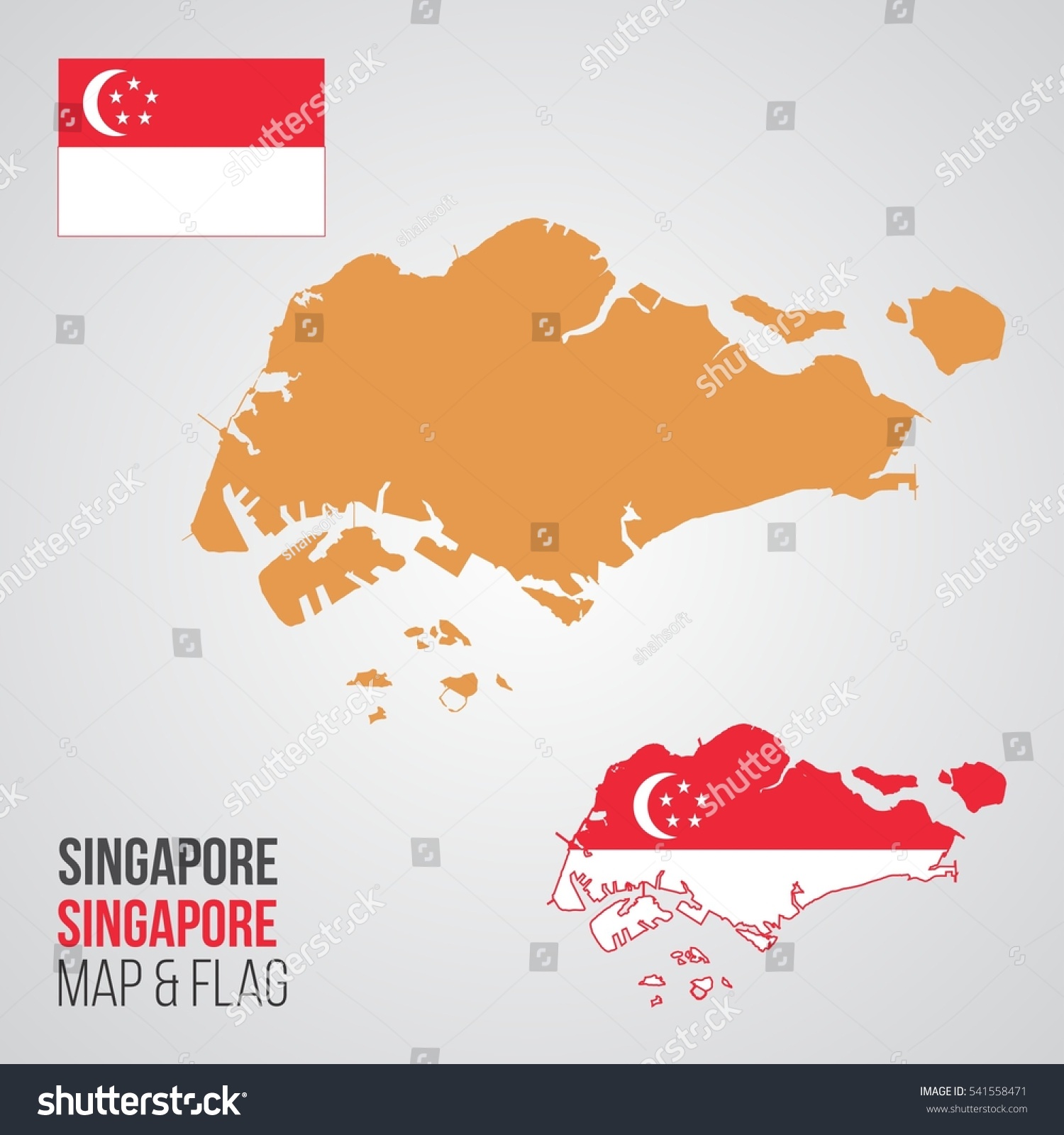 Singapore Map Flag Stock Vector (Royalty Free) 541558471 | Shutterstock