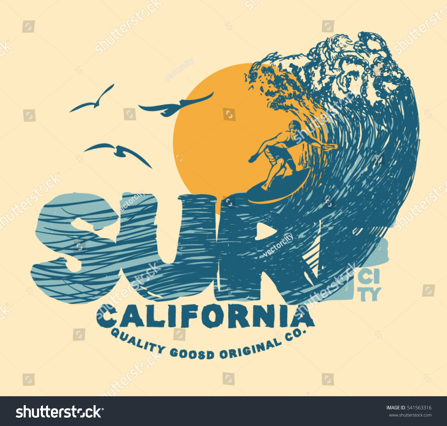 Surf Surfer Big Wave Surf Graphic Stock Vector (Royalty Free) 541563316 ...