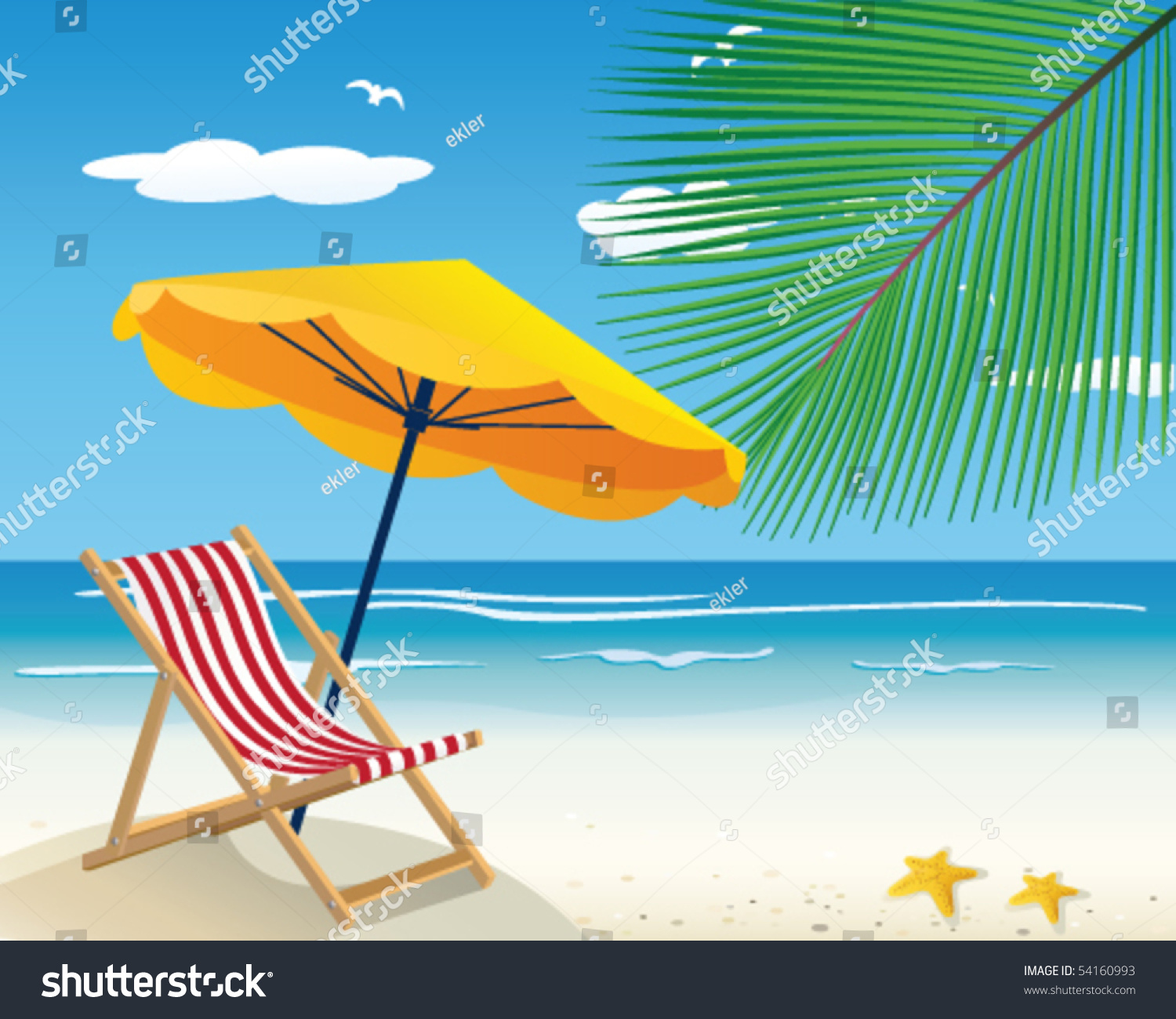 Chaise Lounge On Beach Stock Vector (Royalty Free) 54160993 | Shutterstock