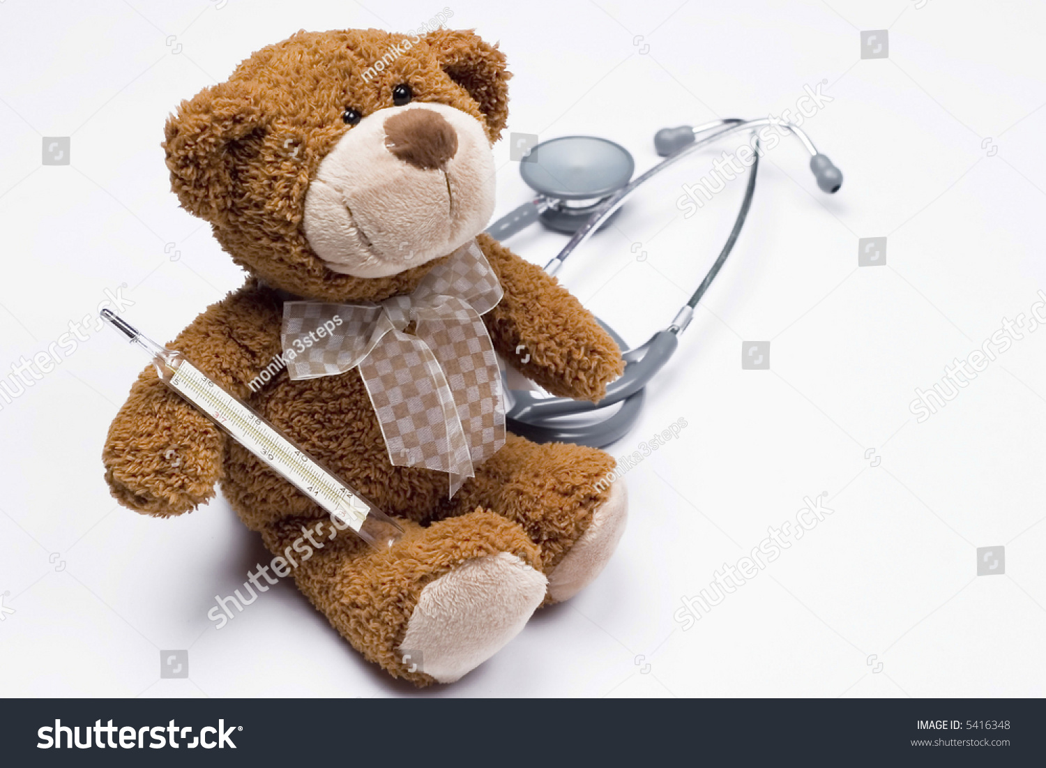 Doctor Teddy Bear Medical Thermometer Stethoscope Stock Photo 5416348 ...