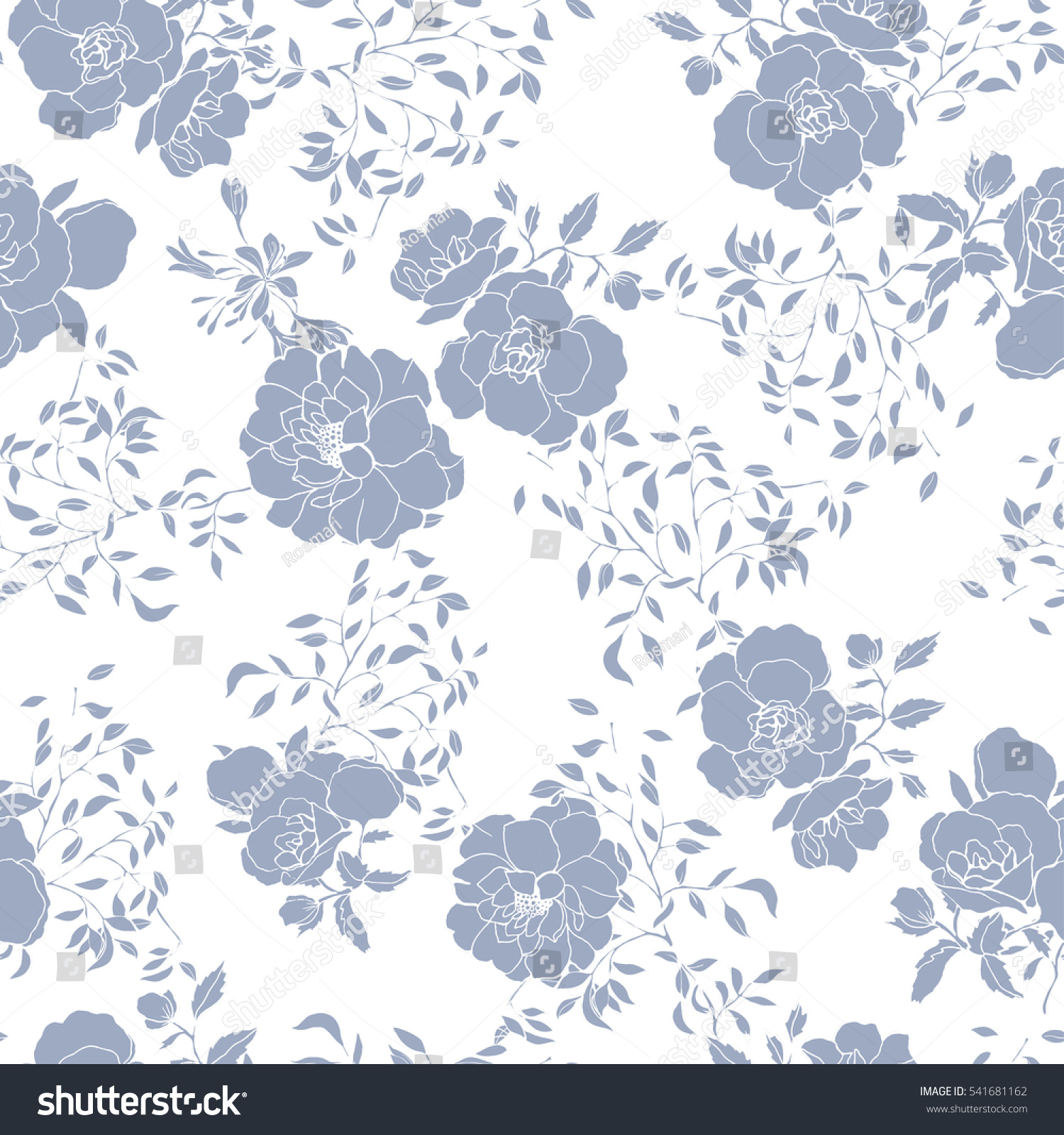 Roses Flower Pattern On White Background Stock Vector (Royalty Free ...