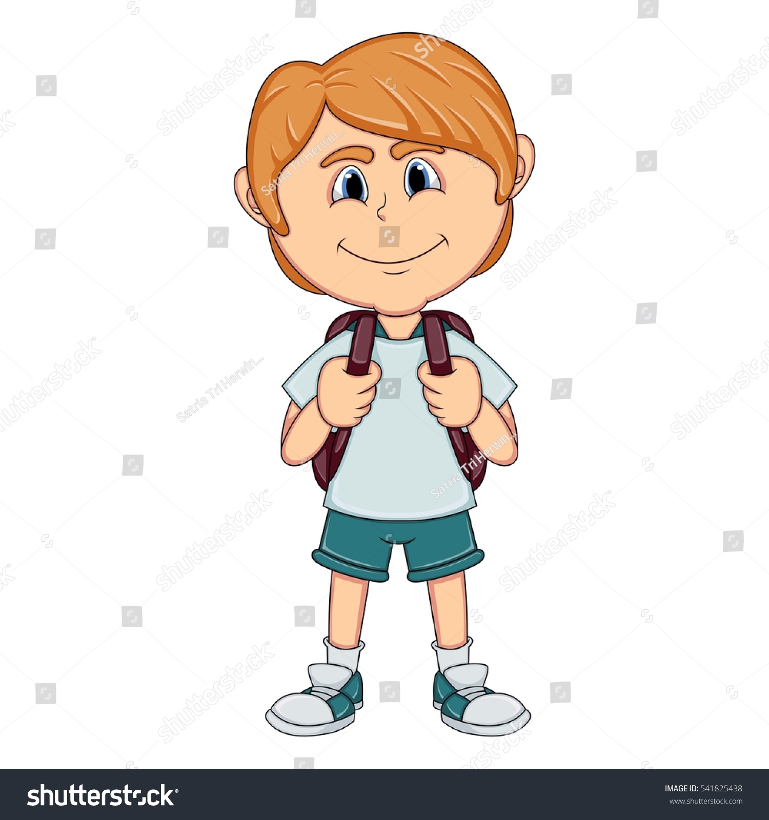 Little Boy Carrying Backpack Cartoon Vector Stock Vector (Royalty Free ...