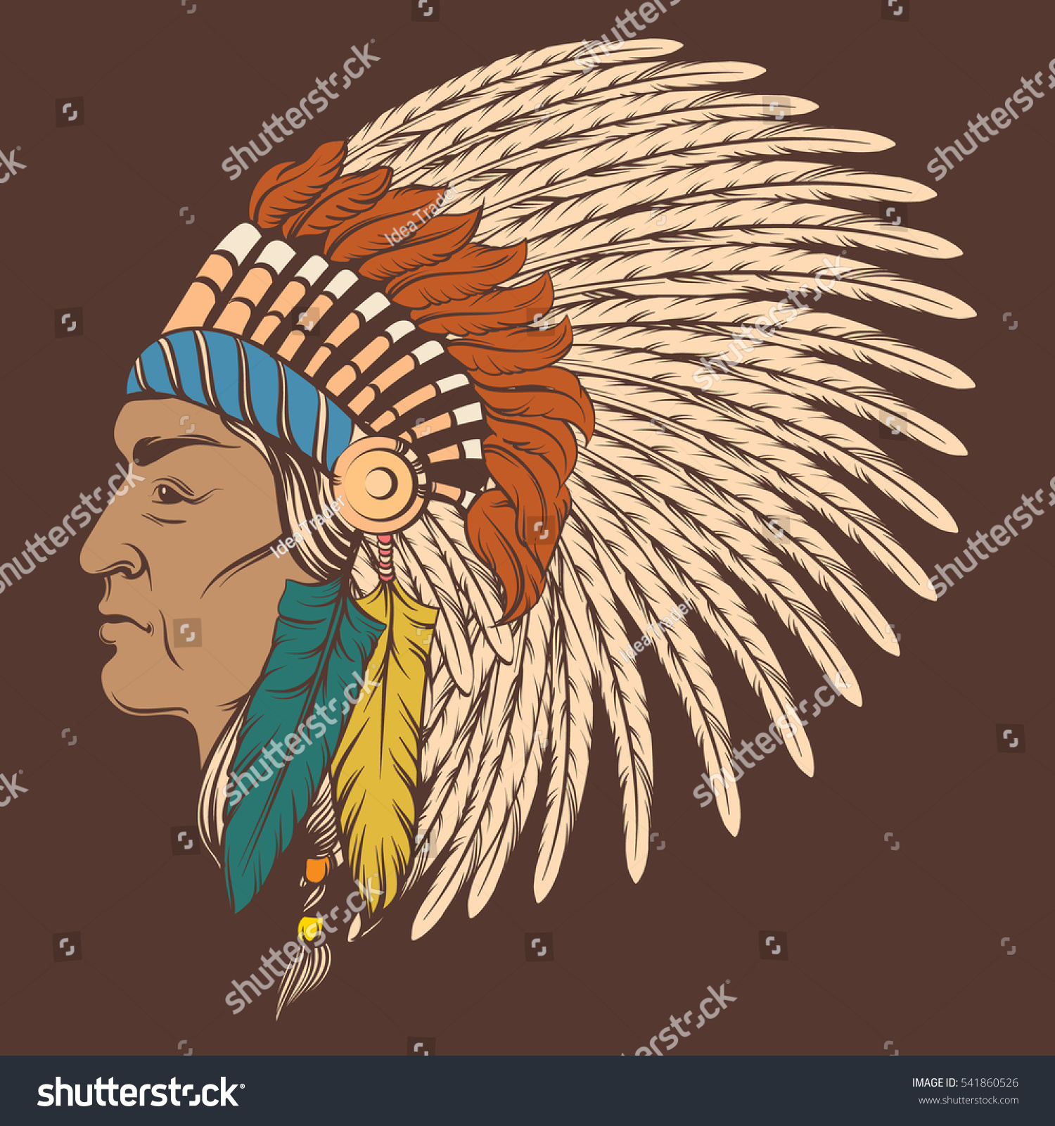 Vector Hand Drawn Illustration Indian Profile Stock Vector (Royalty ...