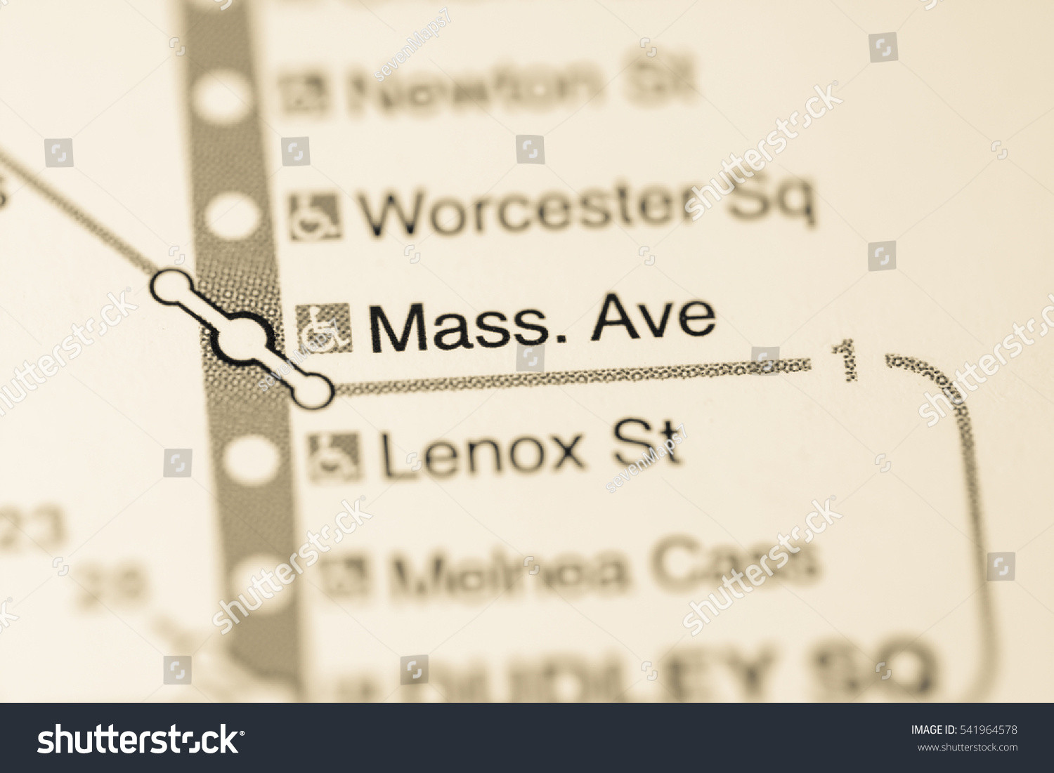 Stock Photo Mass Ave Station Boston Metro Map 541964578 