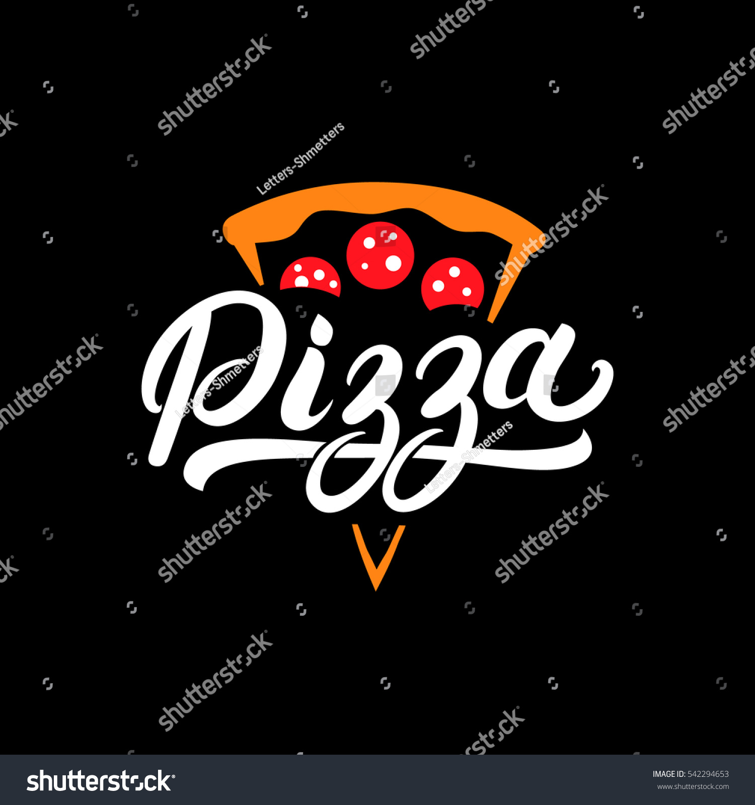 Pizza Hand Written Lettering Logo Label Stock Vector (Royalty Free ...