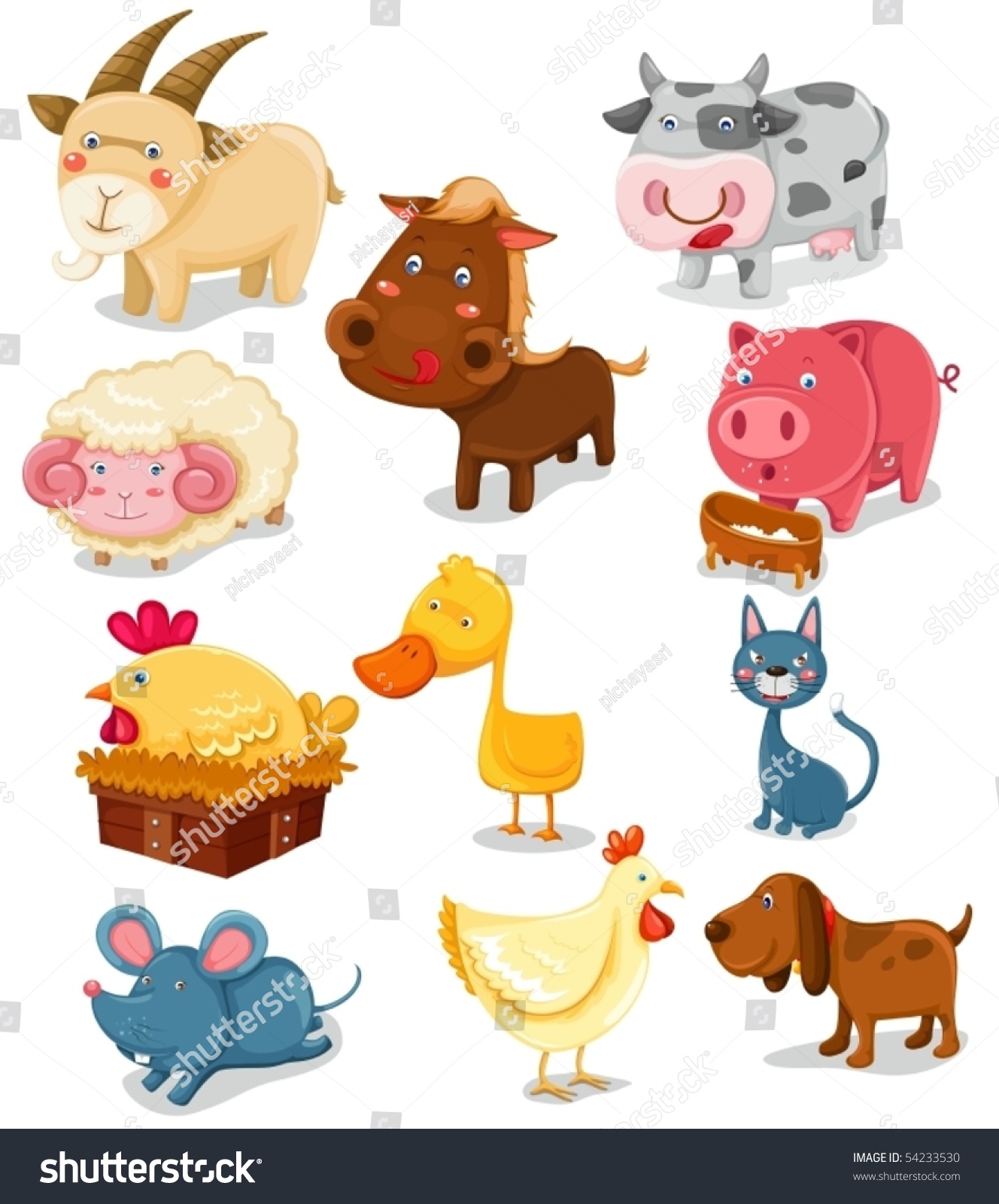 Illustration Isolated Farm Animals Set On Stock Vector (Royalty Free ...