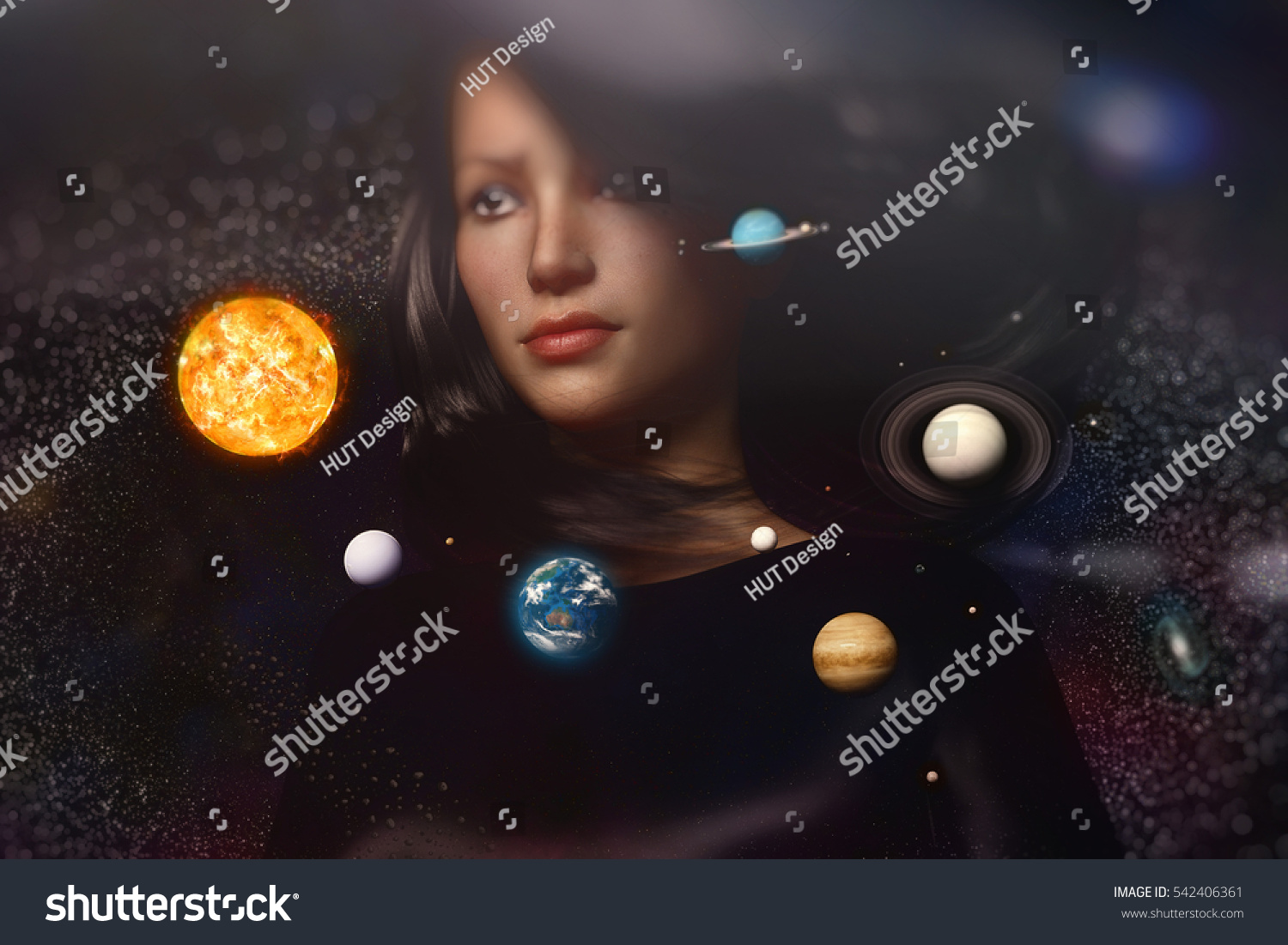 Universe Woman Solar System 3d Rendering Stock Illustration 542406361 Shutterstock 4792