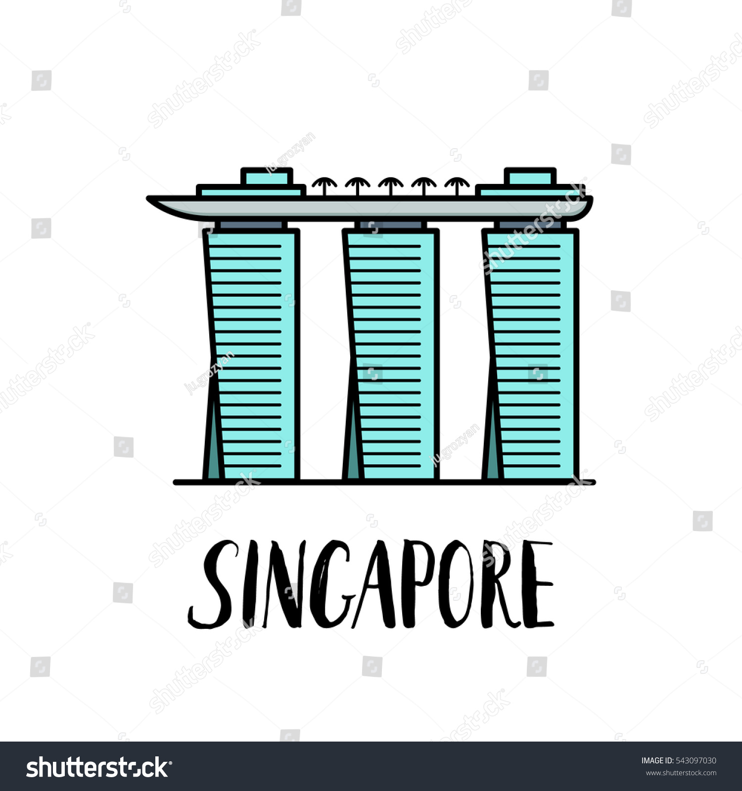 Famous Singapore Landmark Marina Bay Sands Stock Vector (Royalty Free ...