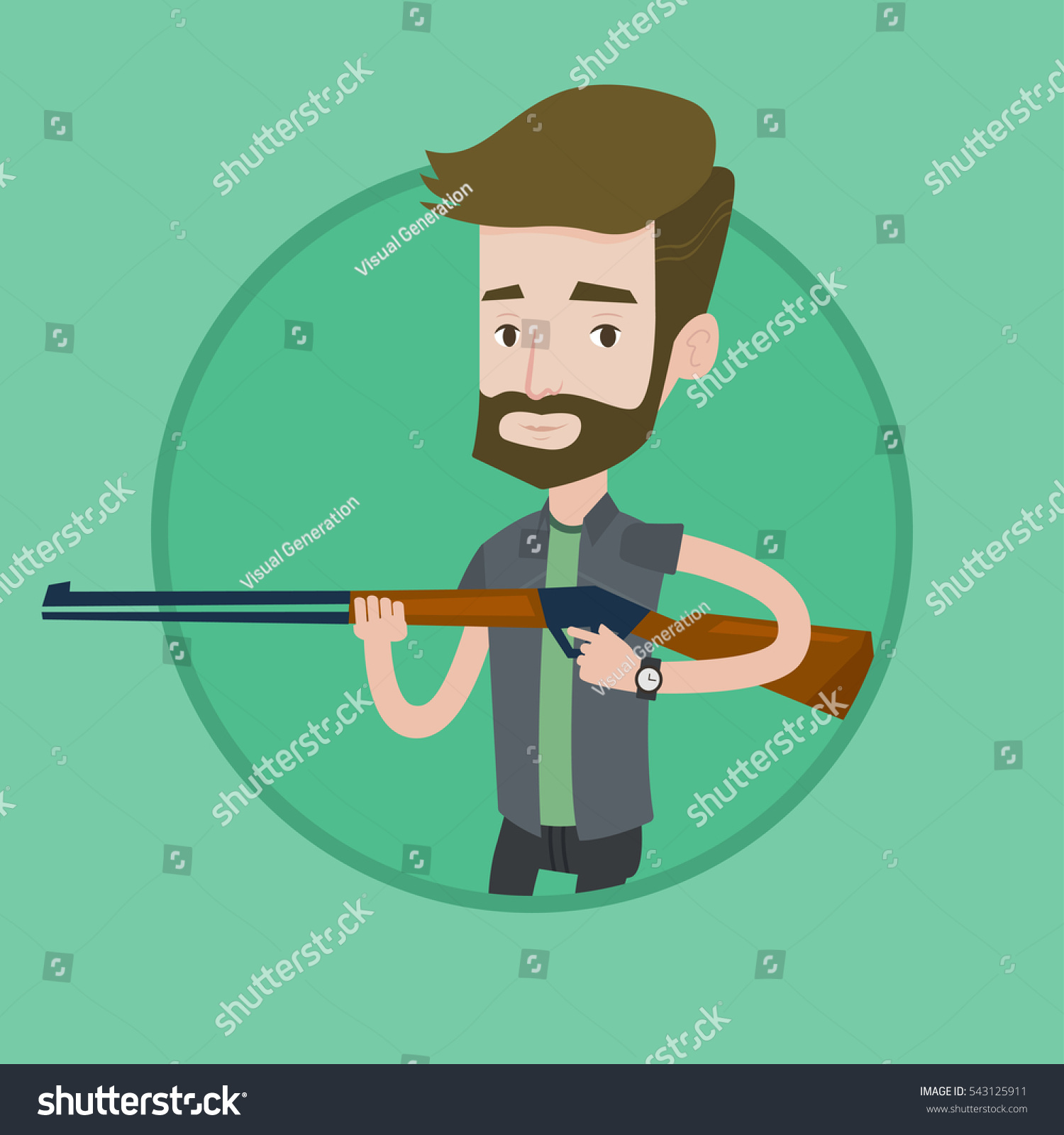 Caucasian Man Shooting Skeet Shotgun Young Stock Vector (Royalty Free ...