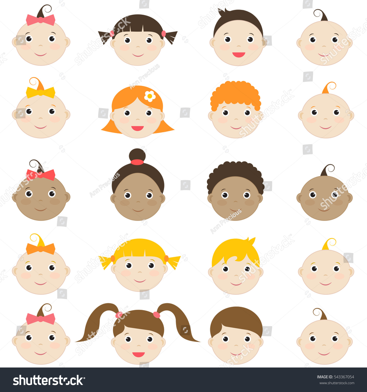 Cute Boy Girl Set Isolated On Stock Illustration 543367054 | Shutterstock