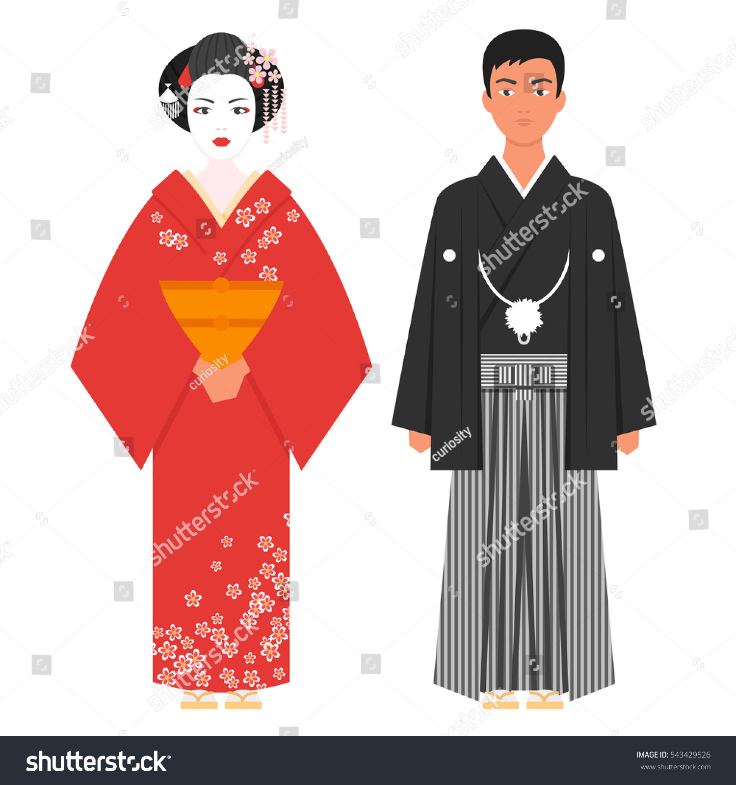 Vector Flat Style Illustration Japanese Traditional Stock Vector ...