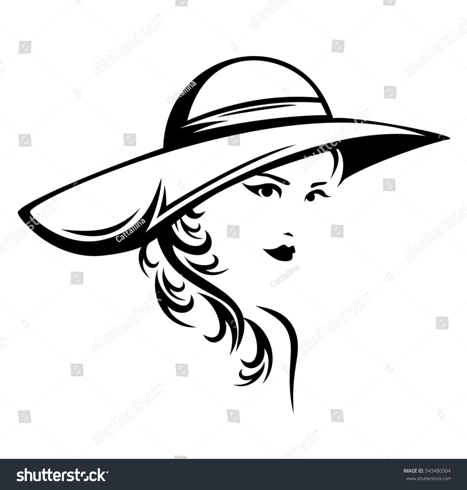 Силуэт девушки в шляпе