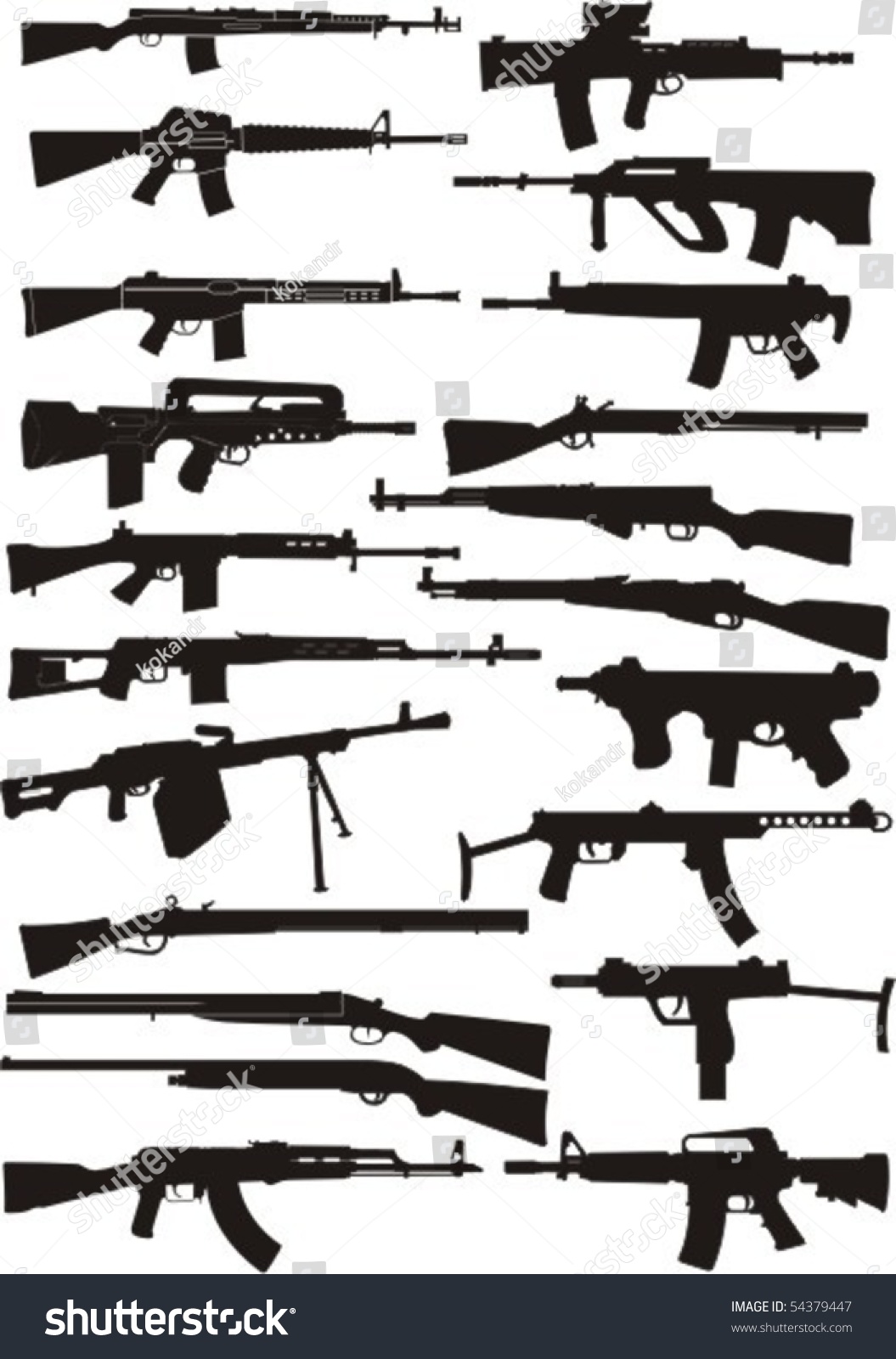 Set Silhouette Miscellaneous Type Weapons Stock Vector (royalty Free 