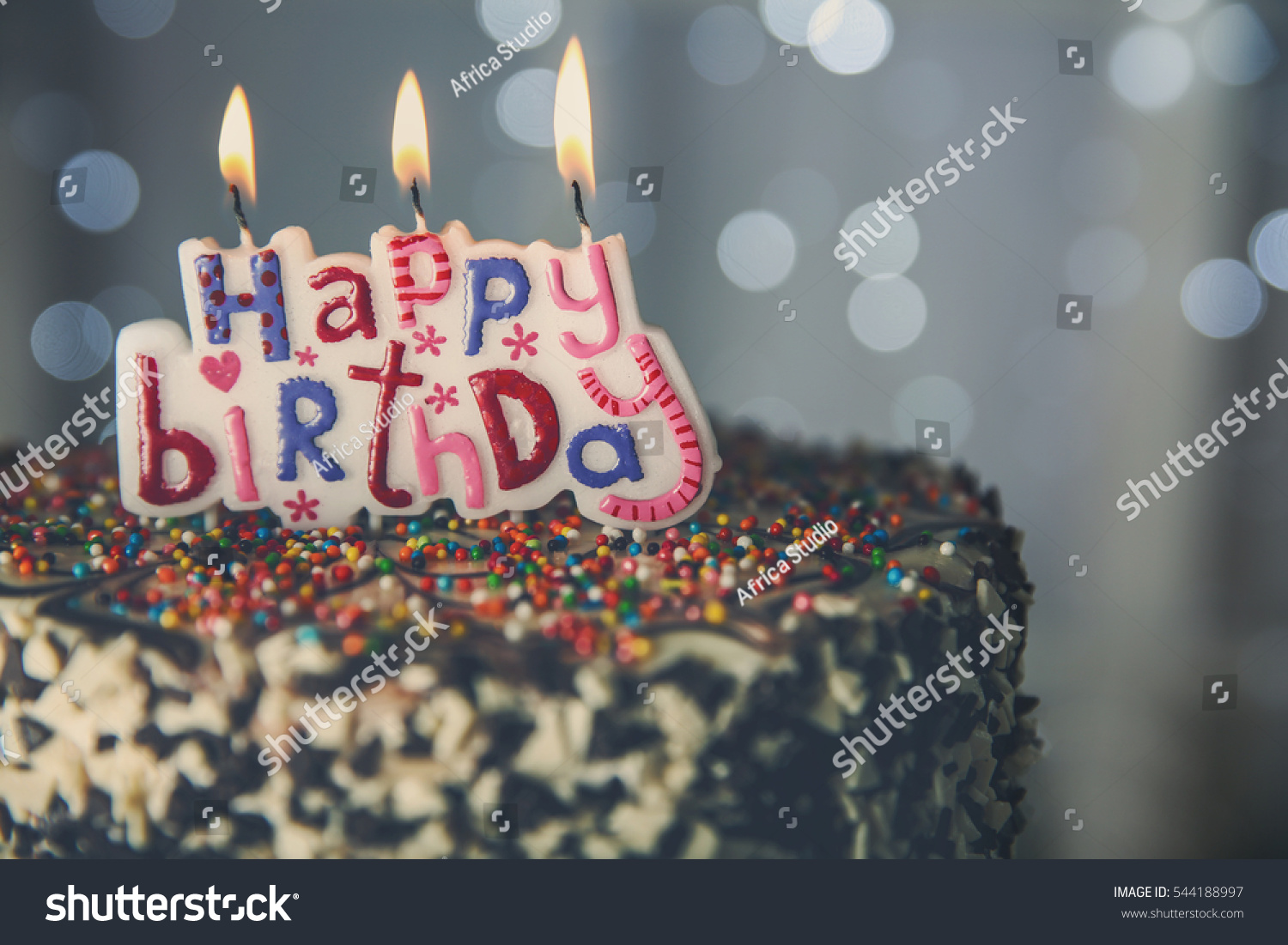 Birthday Cake On Lights Background Stock Photo 544188997 | Shutterstock