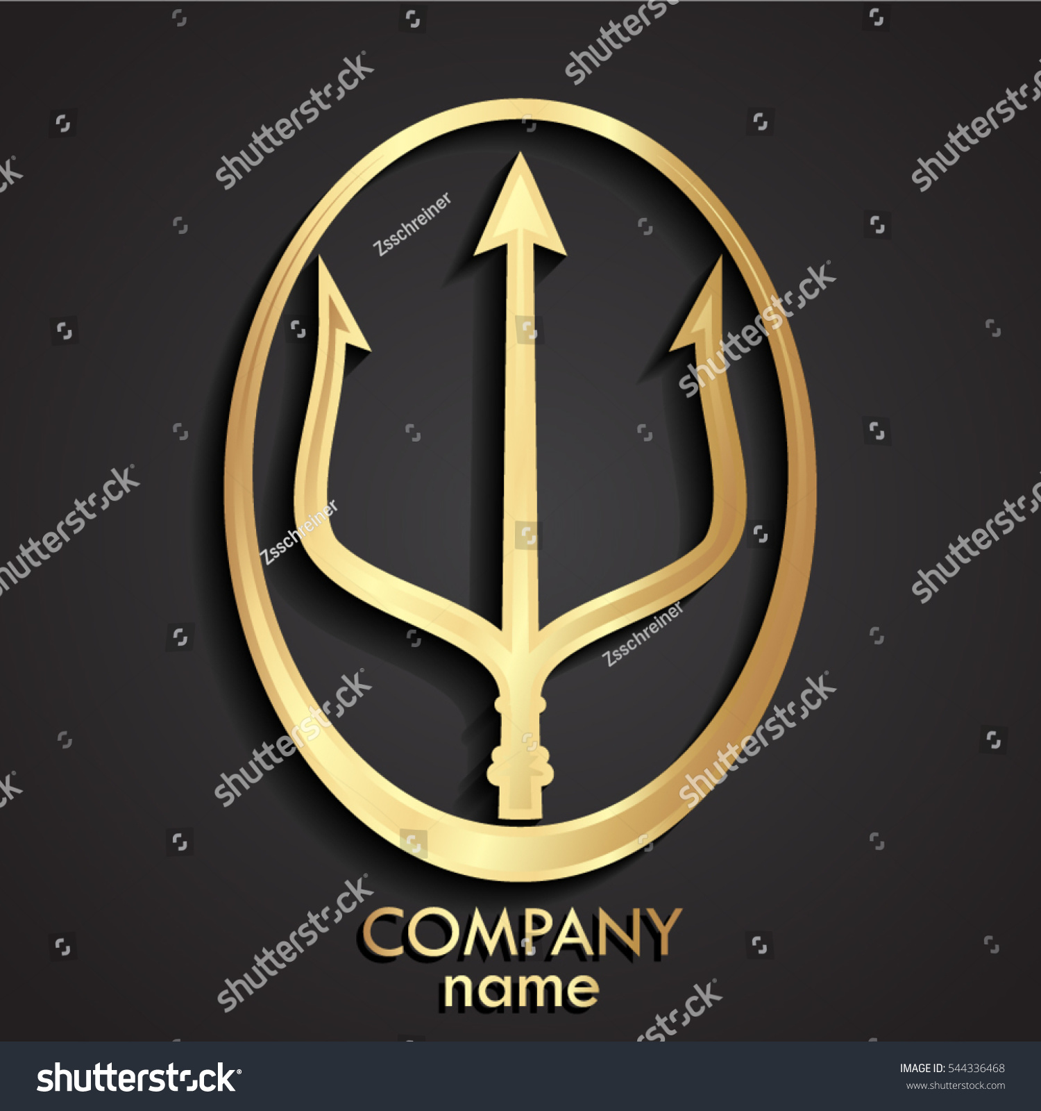 3d Golden Trident Logo Stock Vector (Royalty Free) 544336468 | Shutterstock