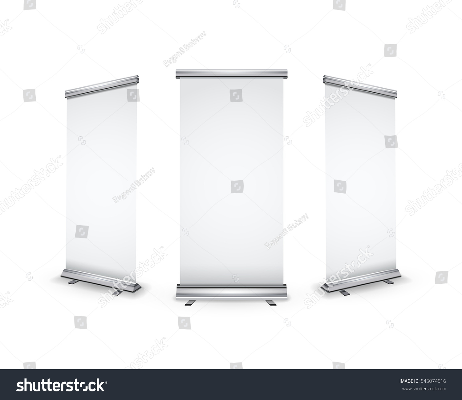 Three Blank Realistic Rollup Banners Shadow Stock Vector (Royalty Free ...