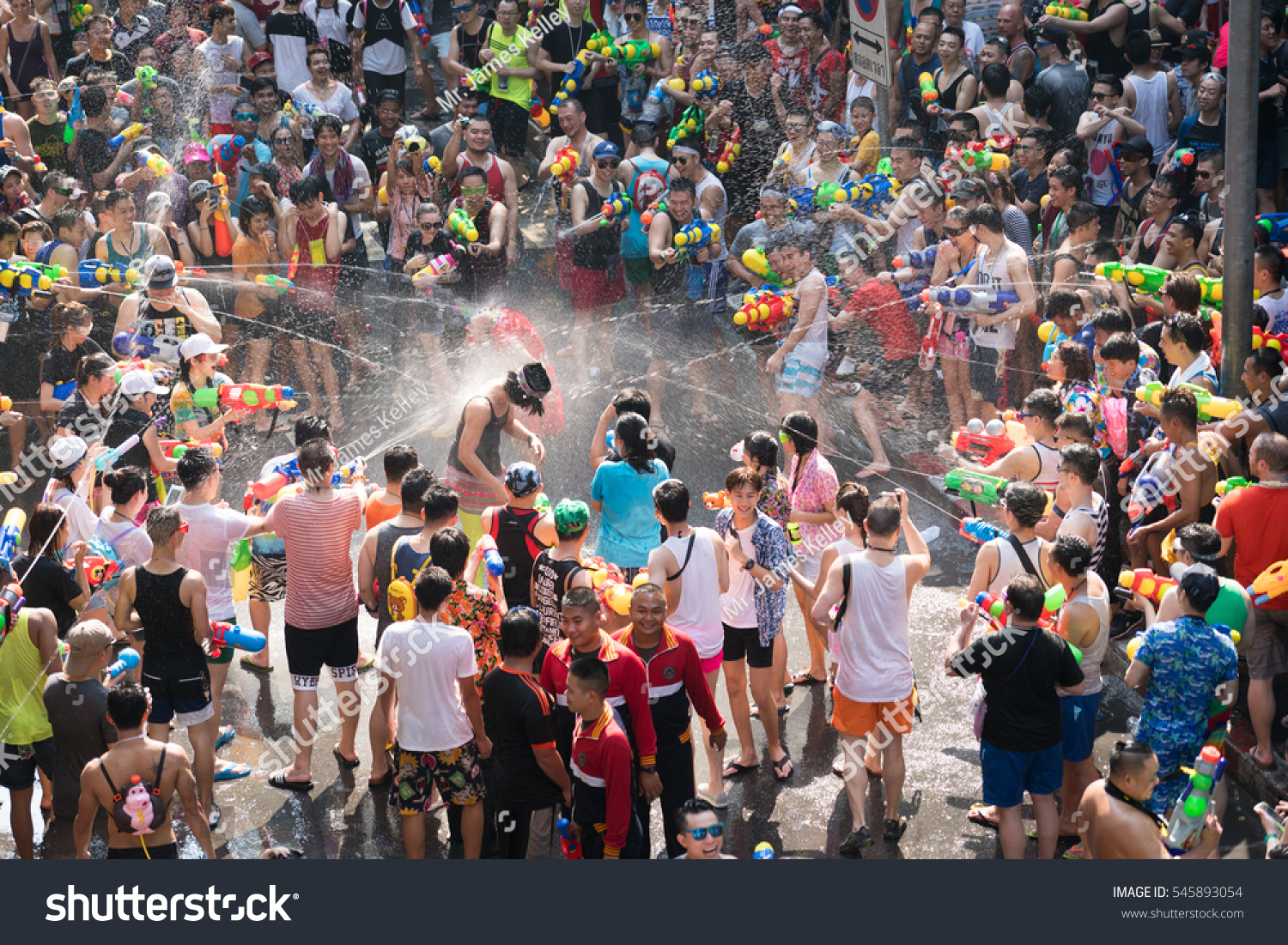 Songkran Water Festival Silom Bangkok Thailand Stock Photo 545893054 ...