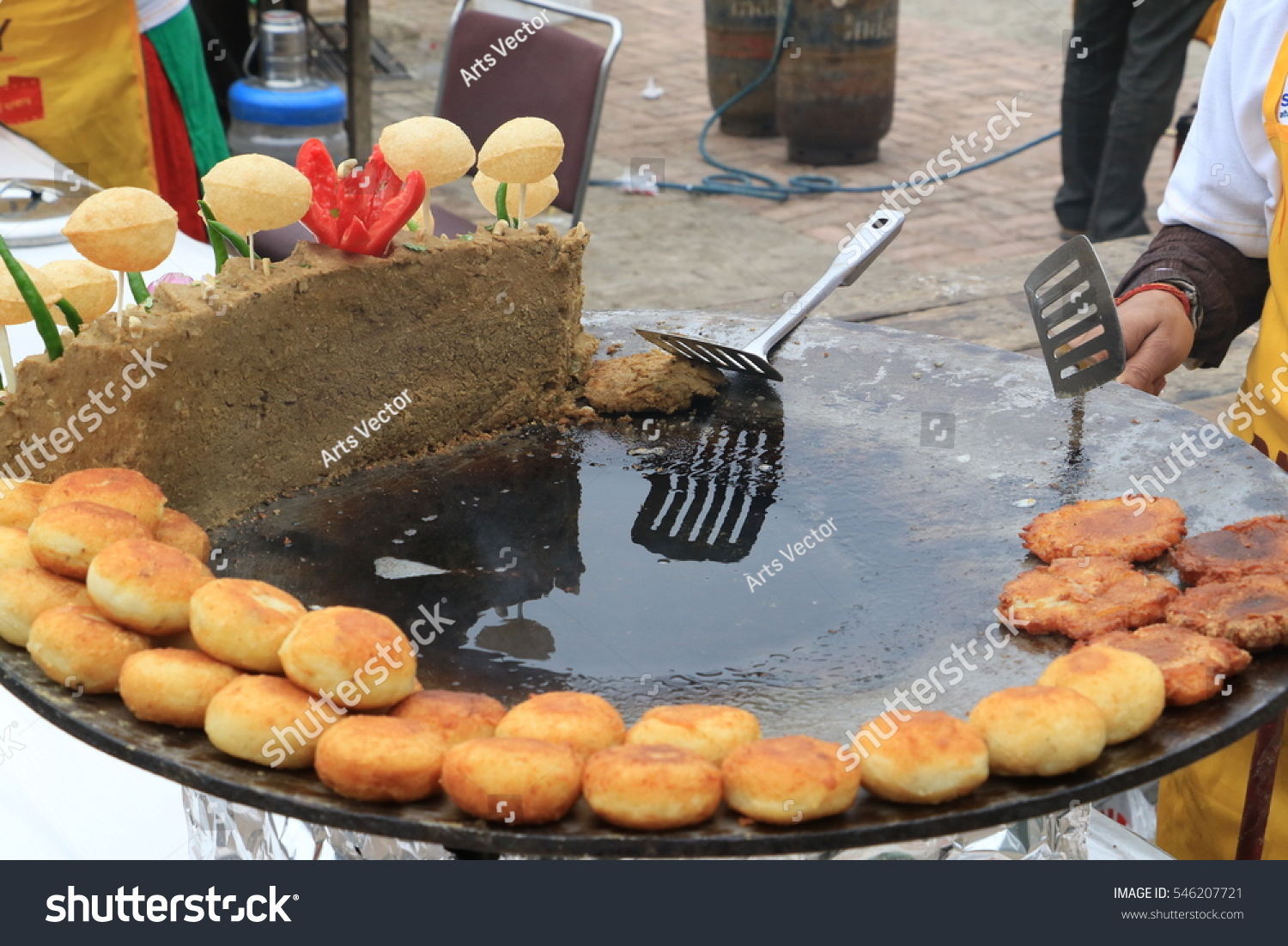 Traditional Indian Street Food Background Stock Photo 546207721