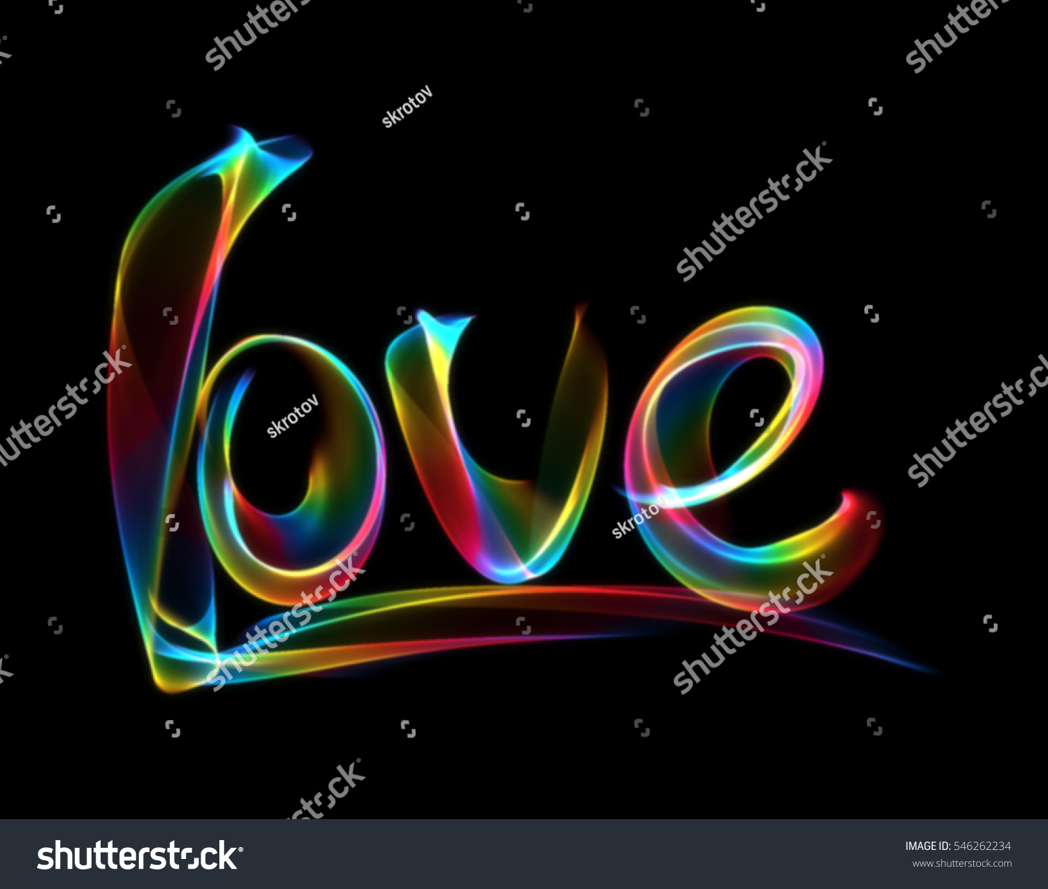 Love Isolated Word Lettering Written Rainbow Stock Illustration 