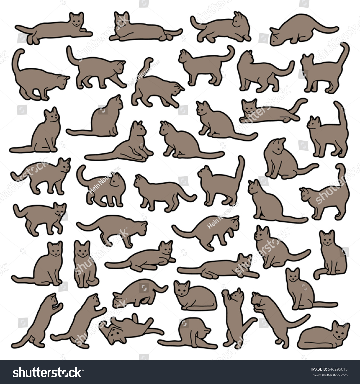 Cute Cat Collection Cartoon Style Vector Stock Vector Royalty Free Shutterstock