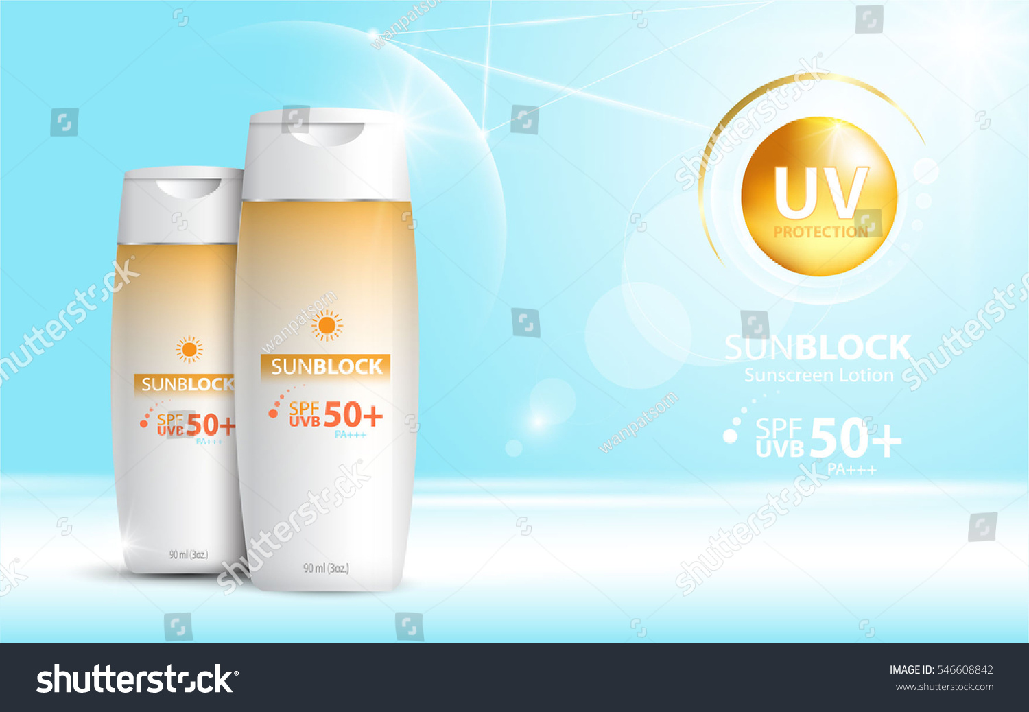 Sunblock Ads Template Sun Protection Cosmetic Stock Vector (Royalty ...