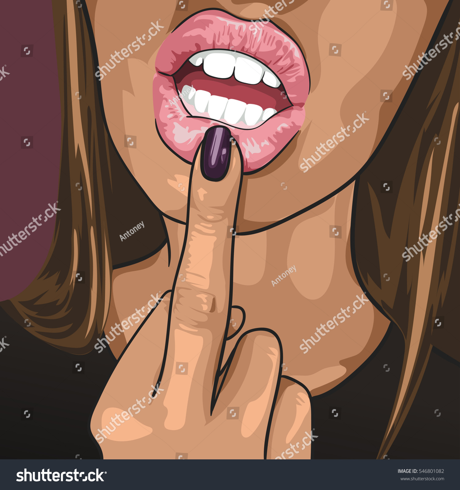 Нарисованная девушка с языком