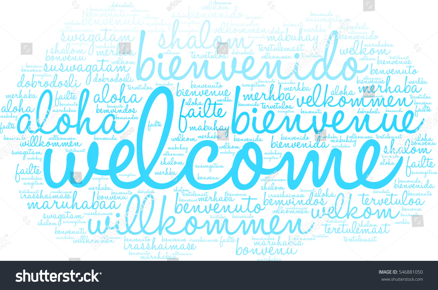 International Welcome Word Cloud Each Word Stock Vector (Royalty Free ...