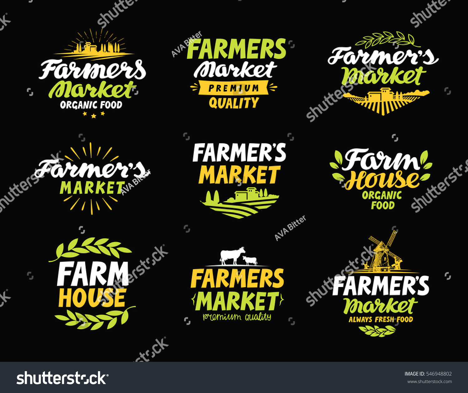 Farm Vector Logo Farmers Market Farming Stock Vector (Royalty Free ...