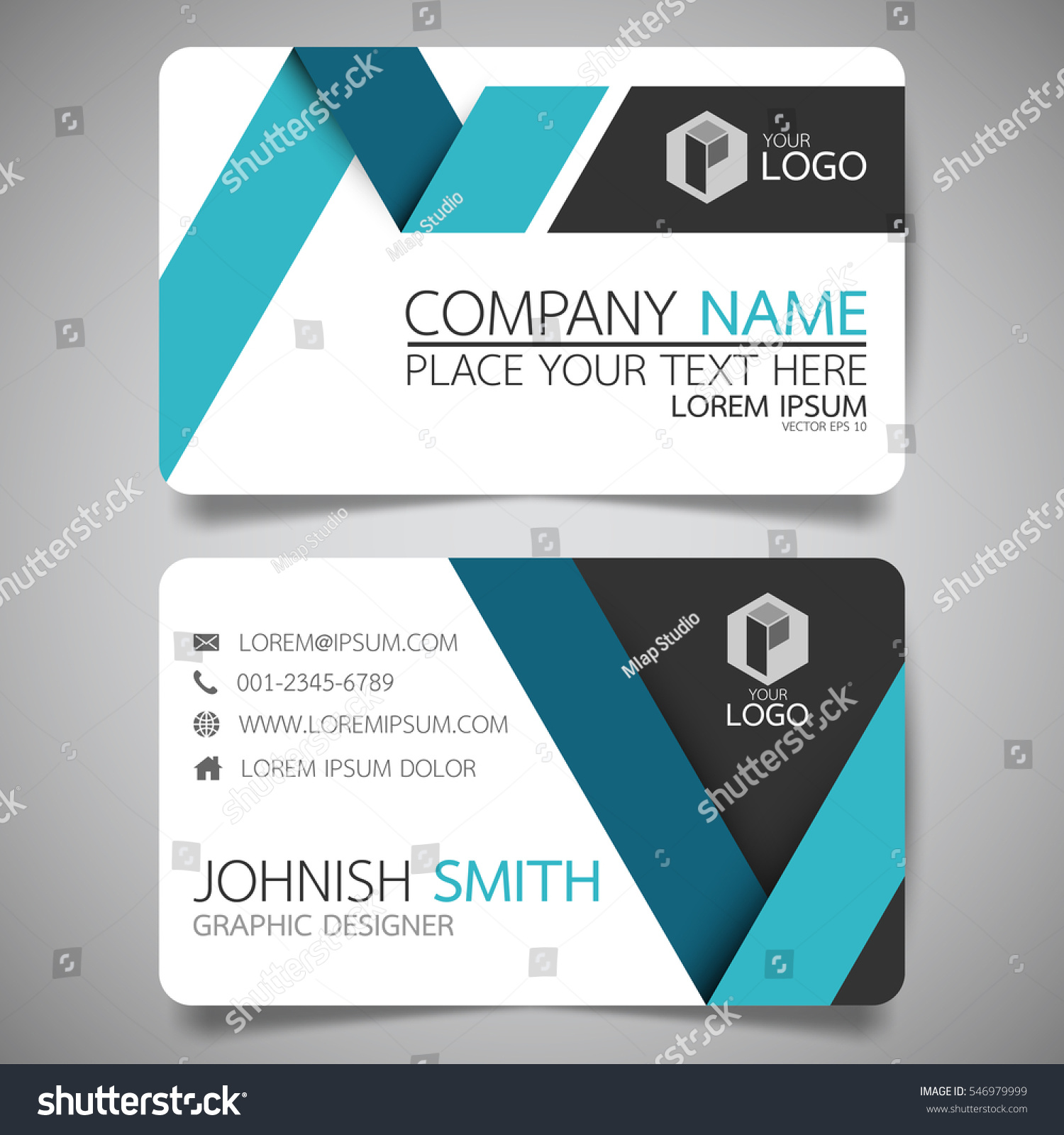 Blue Fold Modern Creative Business Card Stock Vector (royalty Free 