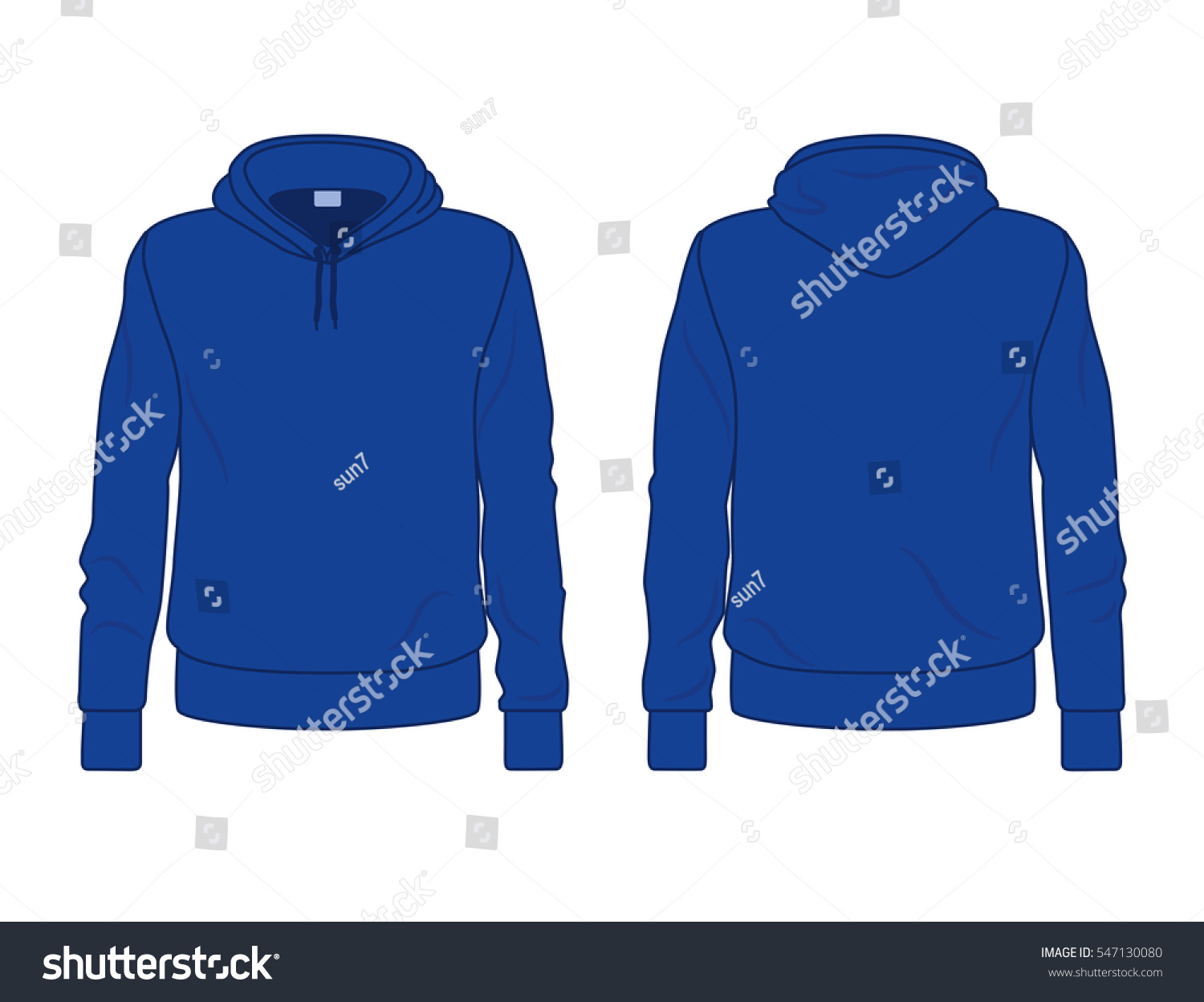 Blue Mens Hoodie Template Front Back Stock Vector (Royalty Free ...