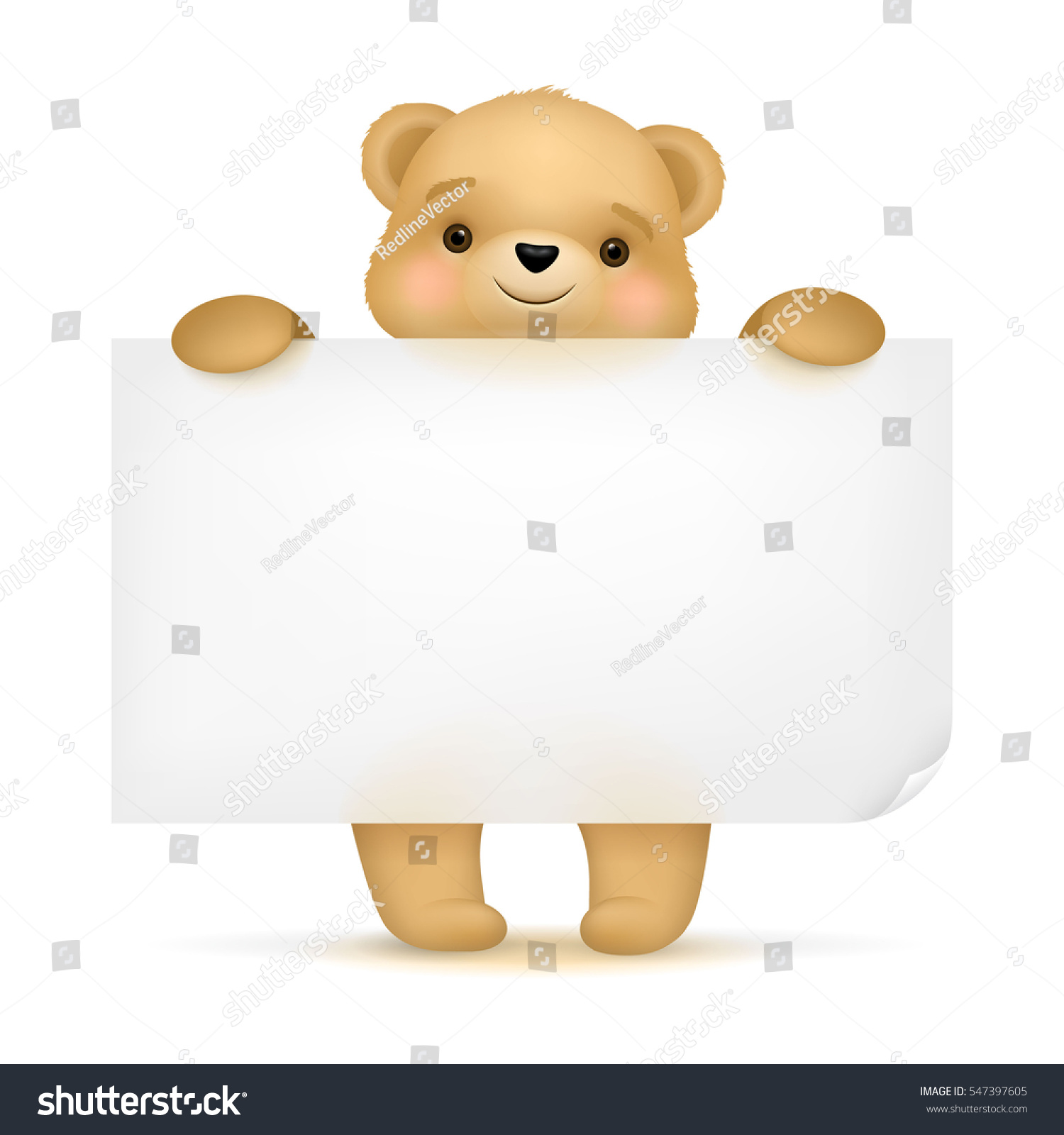 Cute Teddy Bear Holding Banner Stock Vector (royalty Free) 547397605 