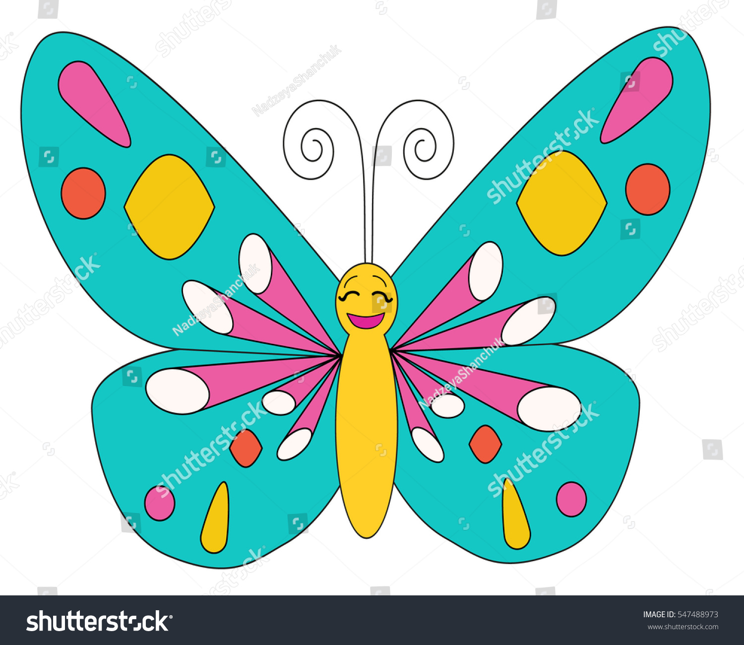 Cute Butterfly Cartoonvector Isolated Stock Vector (Royalty Free ...