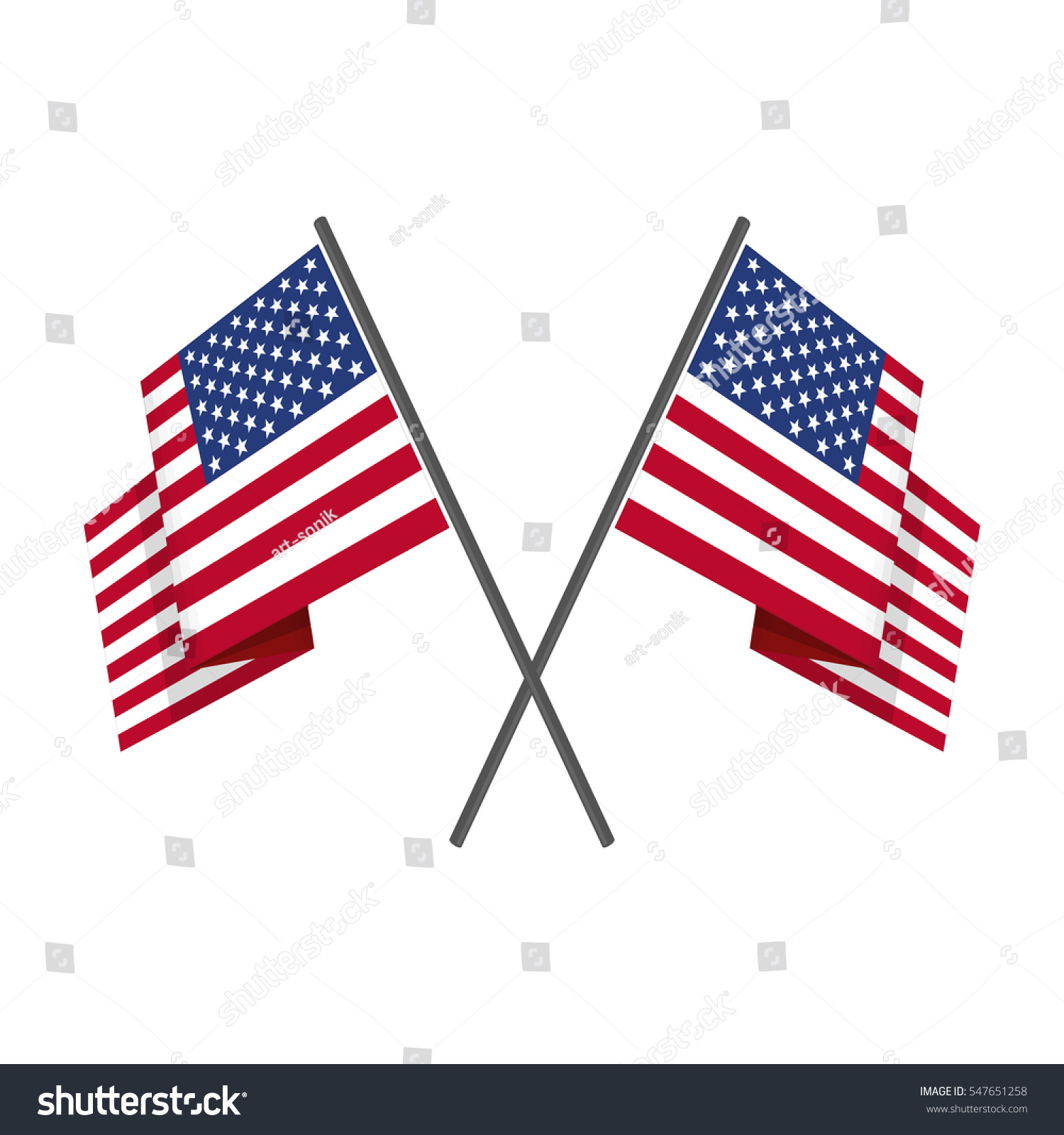 Two Crossed United States Usa National Stock Vector (Royalty Free ...