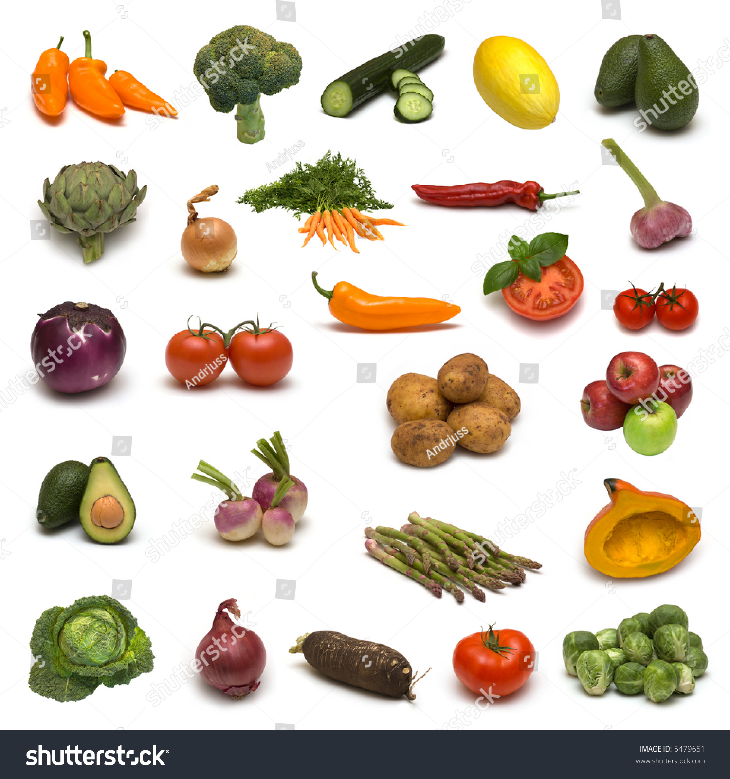 Large Page Vegetables Fruits On White Stock Photo 5479651 | Shutterstock