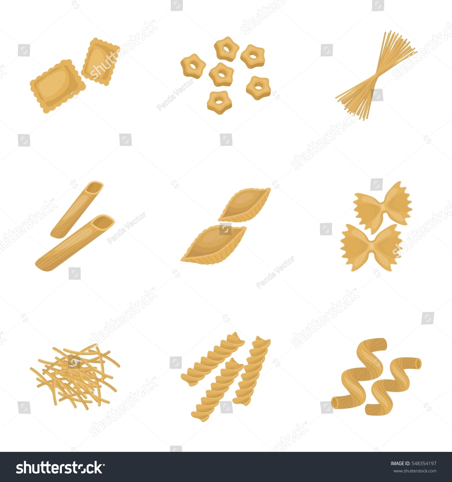 Types Pasta Set Icons Cartoon Style Stock Vector (Royalty Free ...