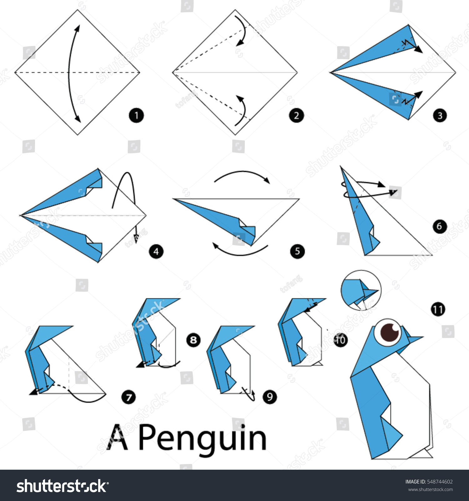 Оригами пингвин схема