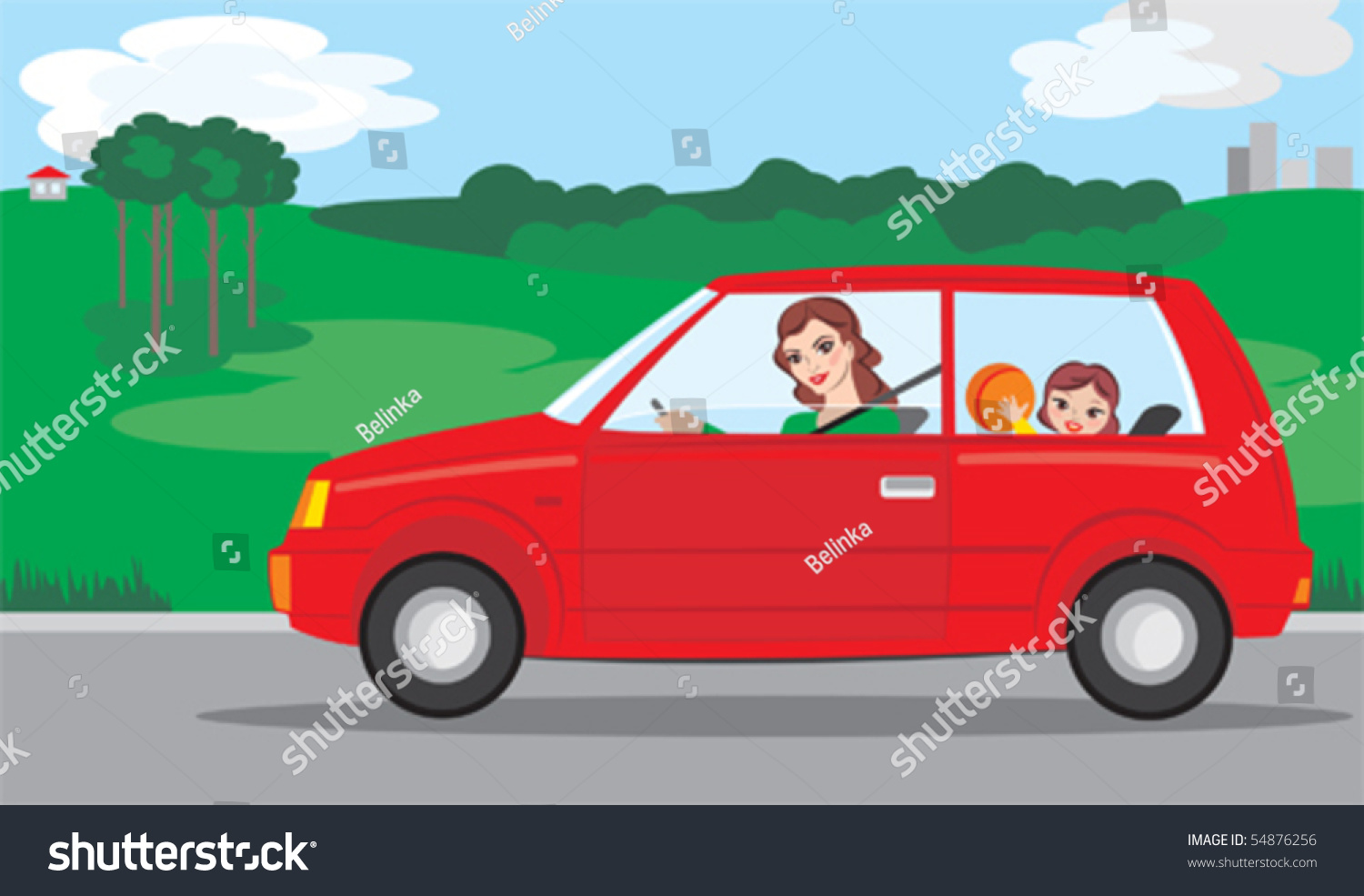 Vector Female Driver Child Car Stock Vector (Royalty Free) 54876256 ...