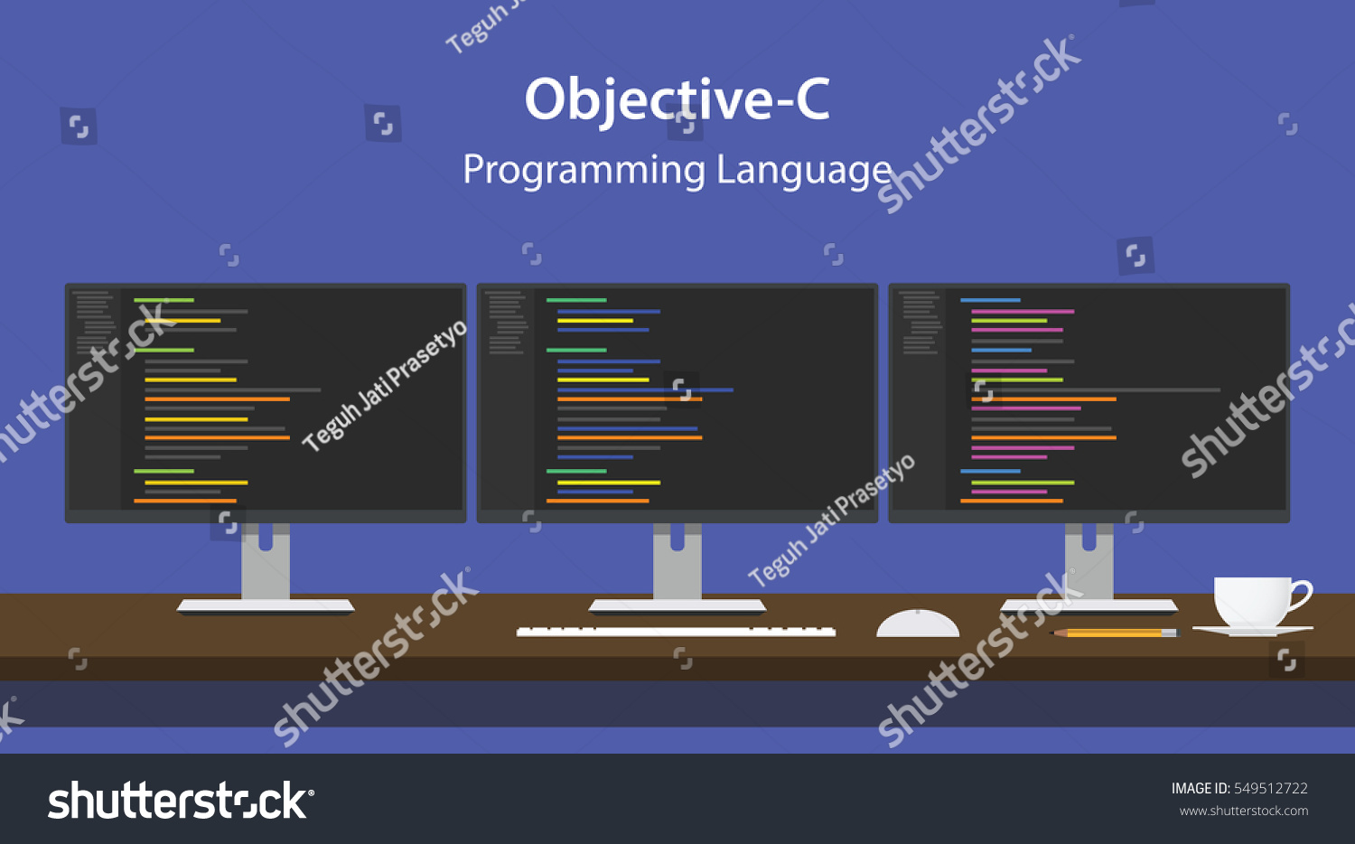 Illustration Objectivec Programming Language Code Displayed: vector de ...