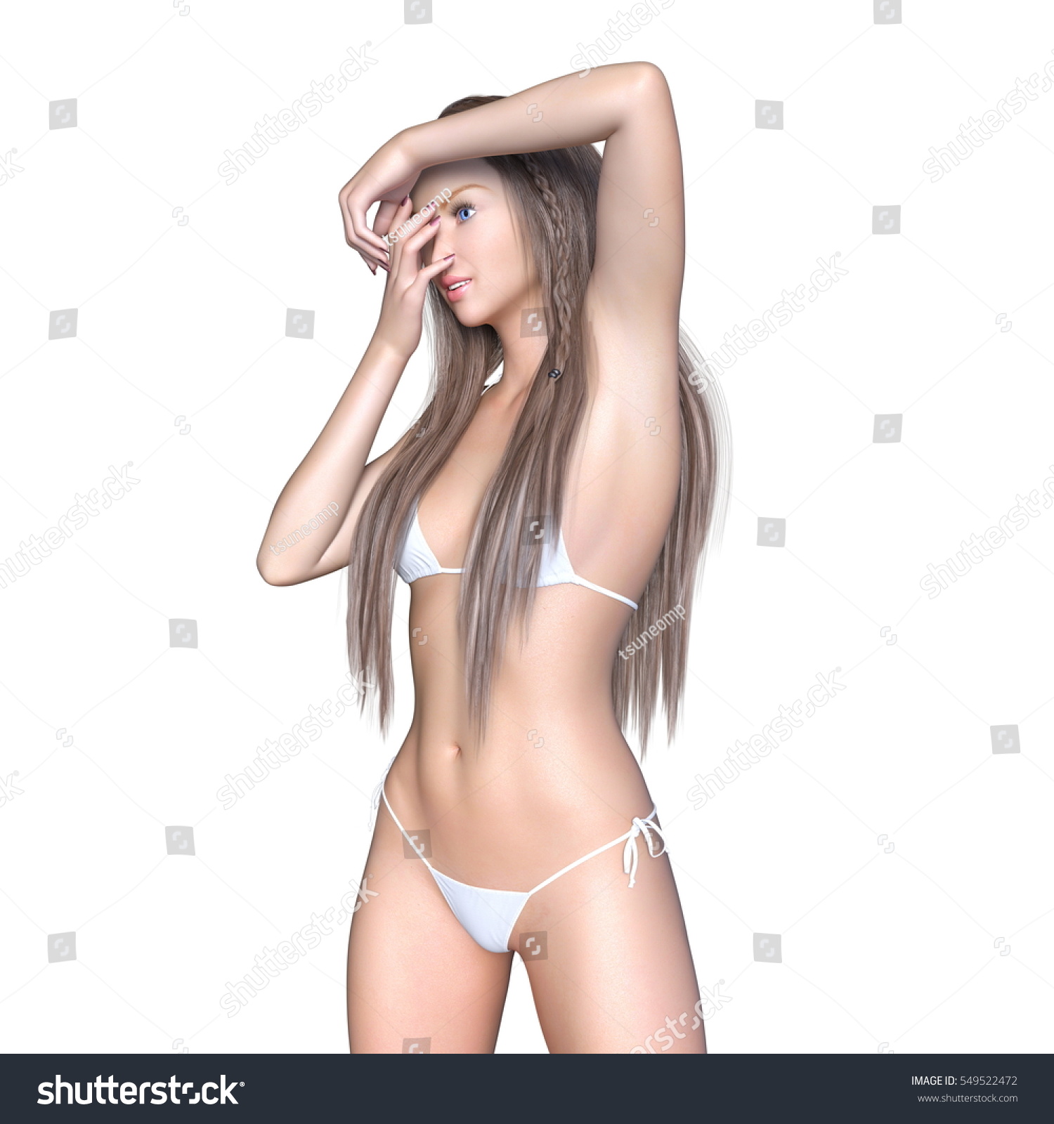 3d Cg Rendering Bikini Woman 库存插图 549522472 Shutterstock 