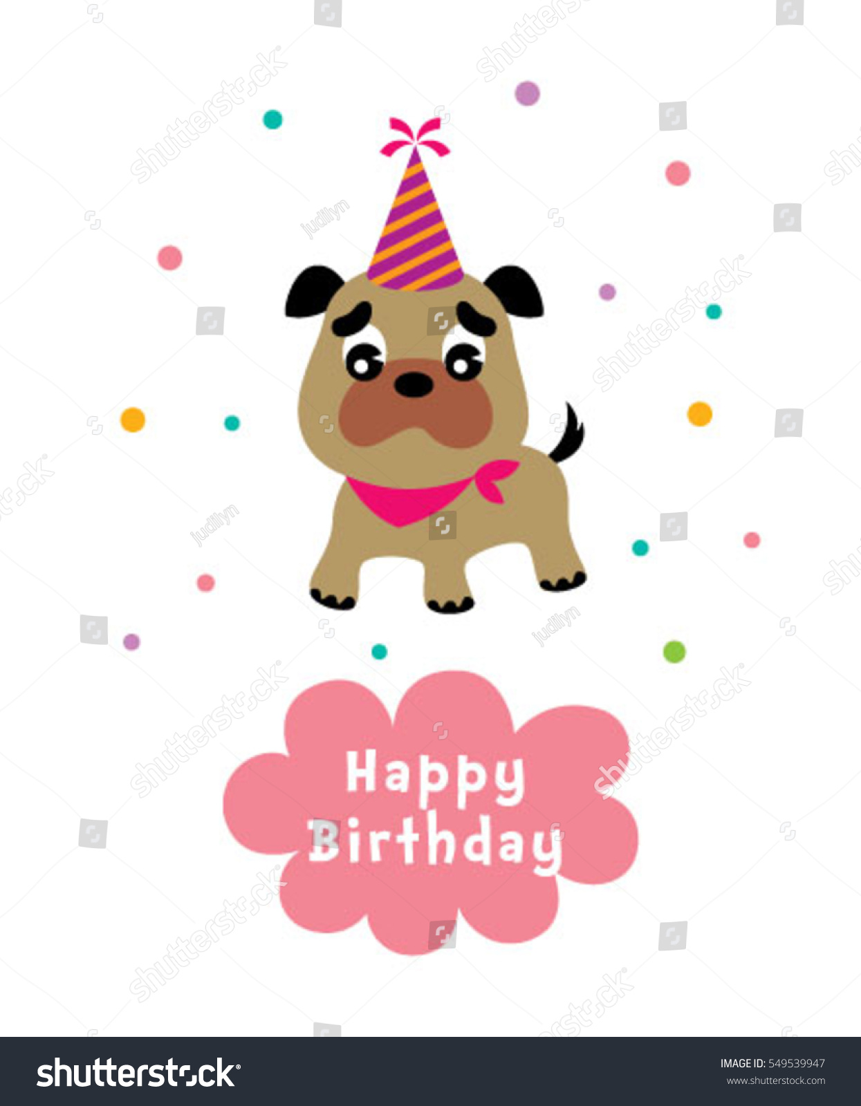 Cute Puppy Happy Birthday Greeting Card Stock Vector (Royalty Free ...