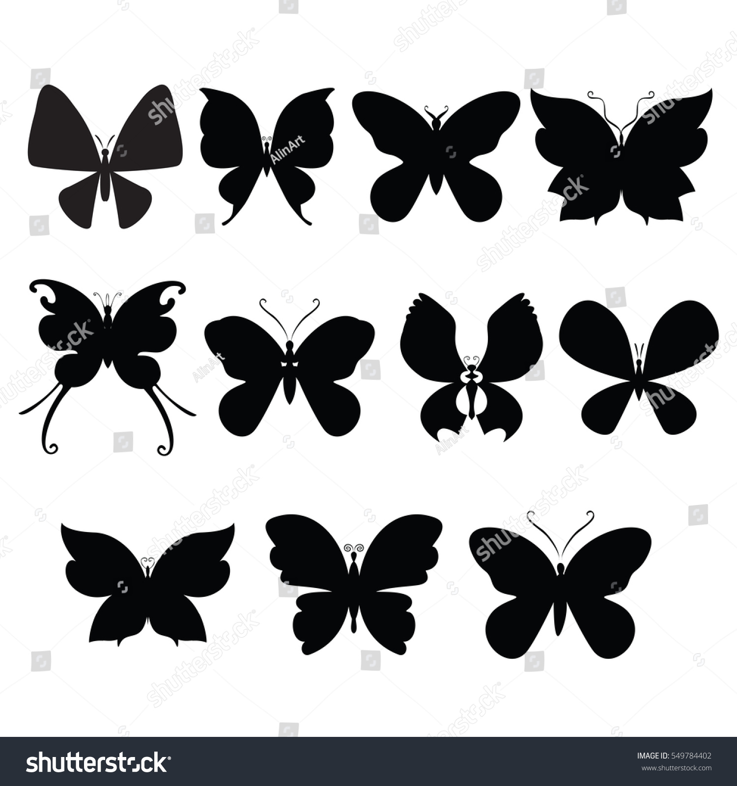 Butterfly Collage Isolated On White Stock Vector (Royalty Free ...