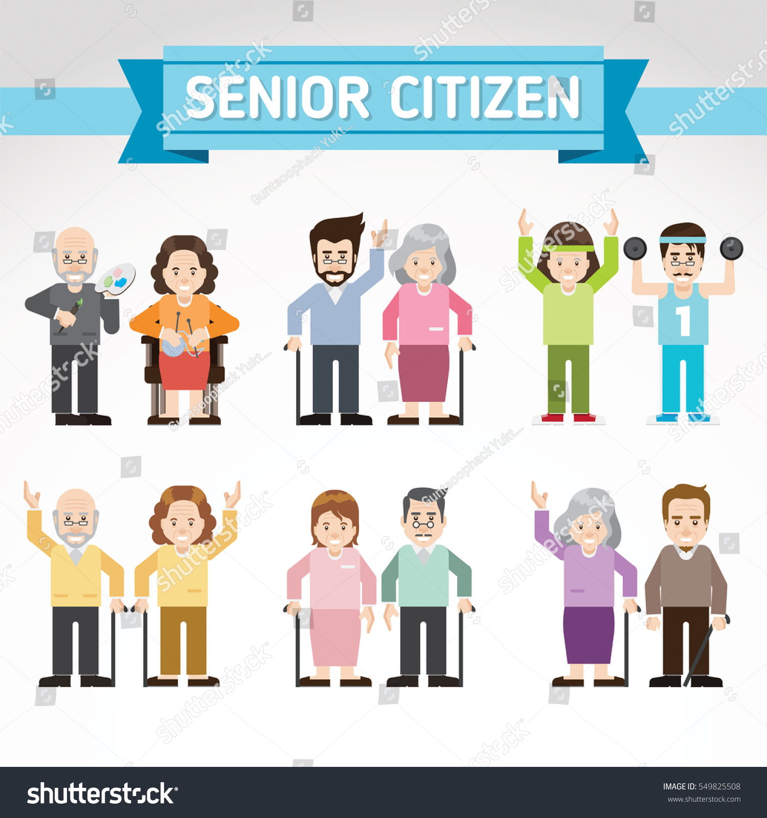 Set Old People Senior Man Woman Stock Vector (Royalty Free) 549825508 ...