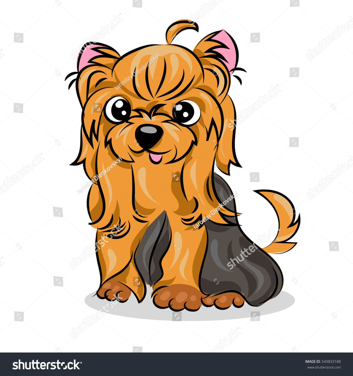 Cartoon Cute Vector Yorkshire Terrier White Stock Vector (Royalty Free ...