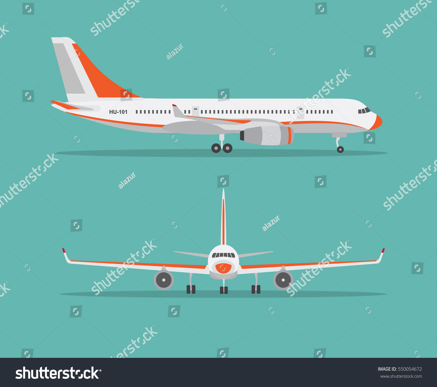 Airplane Profile Front View Vector Illustration Stock Vector (Royalty ...