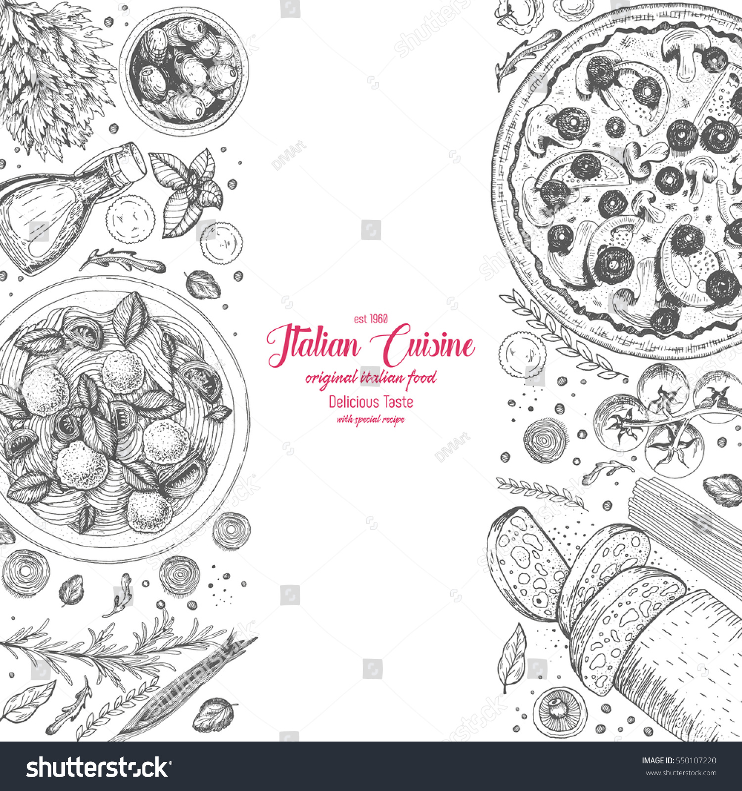 Italian Cuisine Top View Frame Set Stock Vector (Royalty Free ...