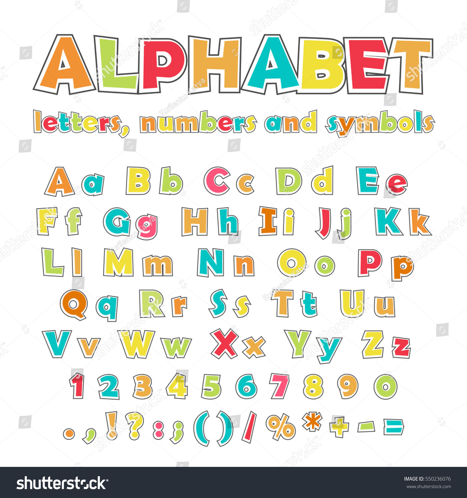 Cartoon Colorful Alphabet On White Background Stock Vector (Royalty ...