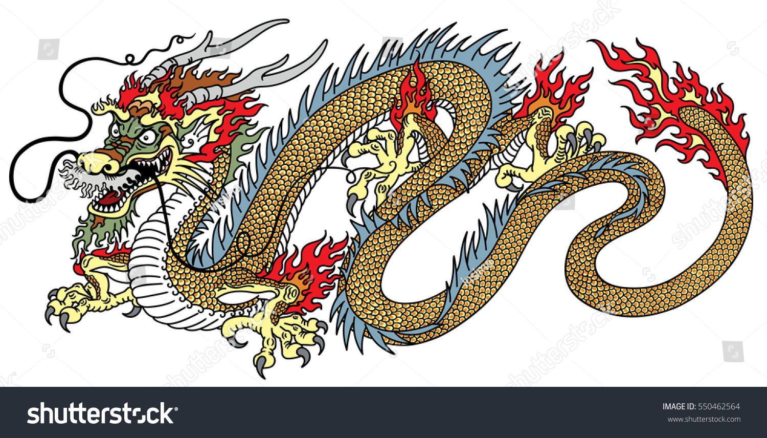 Chinese Dragon Isolated On White Stock Vector (Royalty Free) 550462564 ...