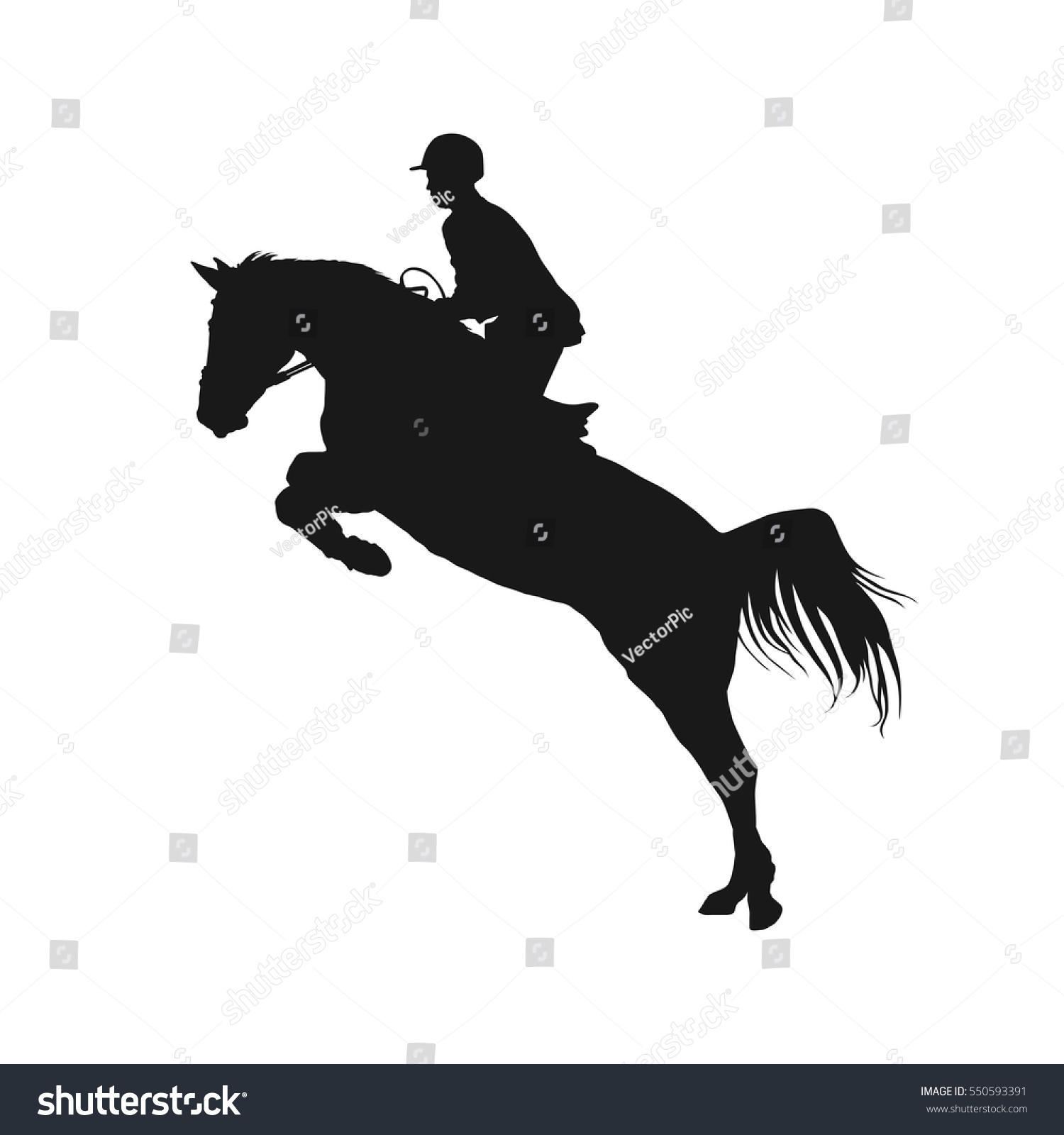 Vector Illustration Rider Controls Running Horse Stock Vector (royalty 